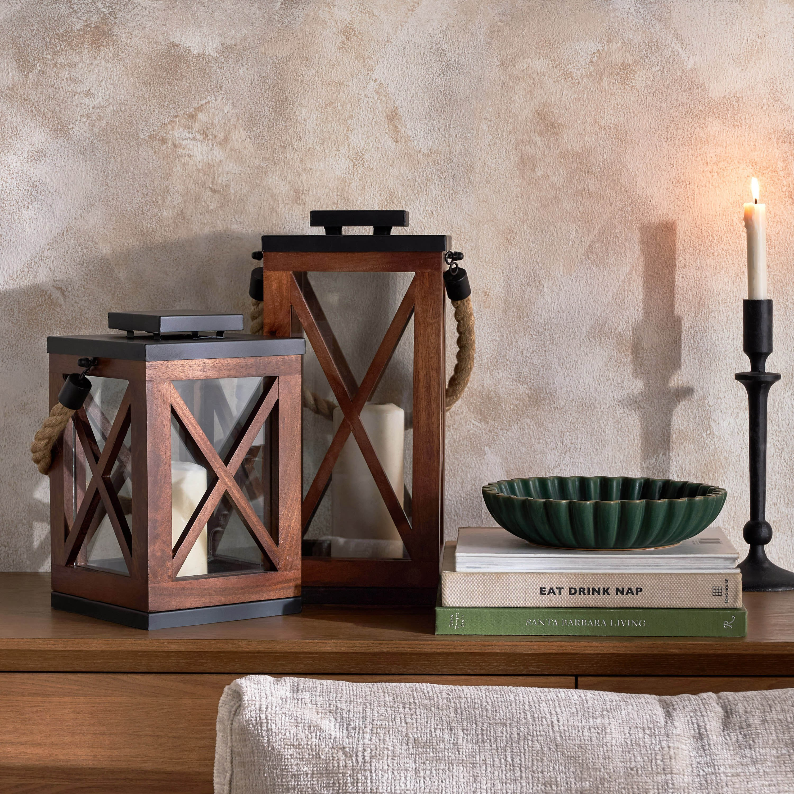 فانوس ناتورا لوفت خشبي لديكور ريفي دافئ - 30 سم-household-decor-candleholdersandlanterns-image-4