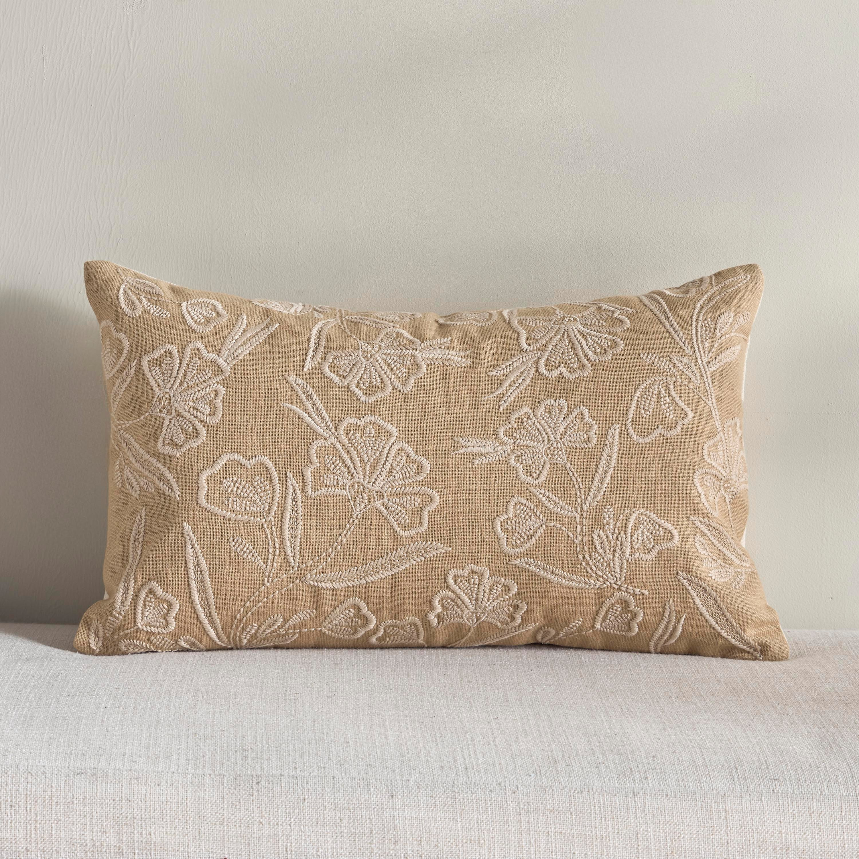 Shadowplay Rust Bloom Woven Embroidered Cushion Cover - 30x50 cm-household-cushionsandthrows-cushioncovers-image-1