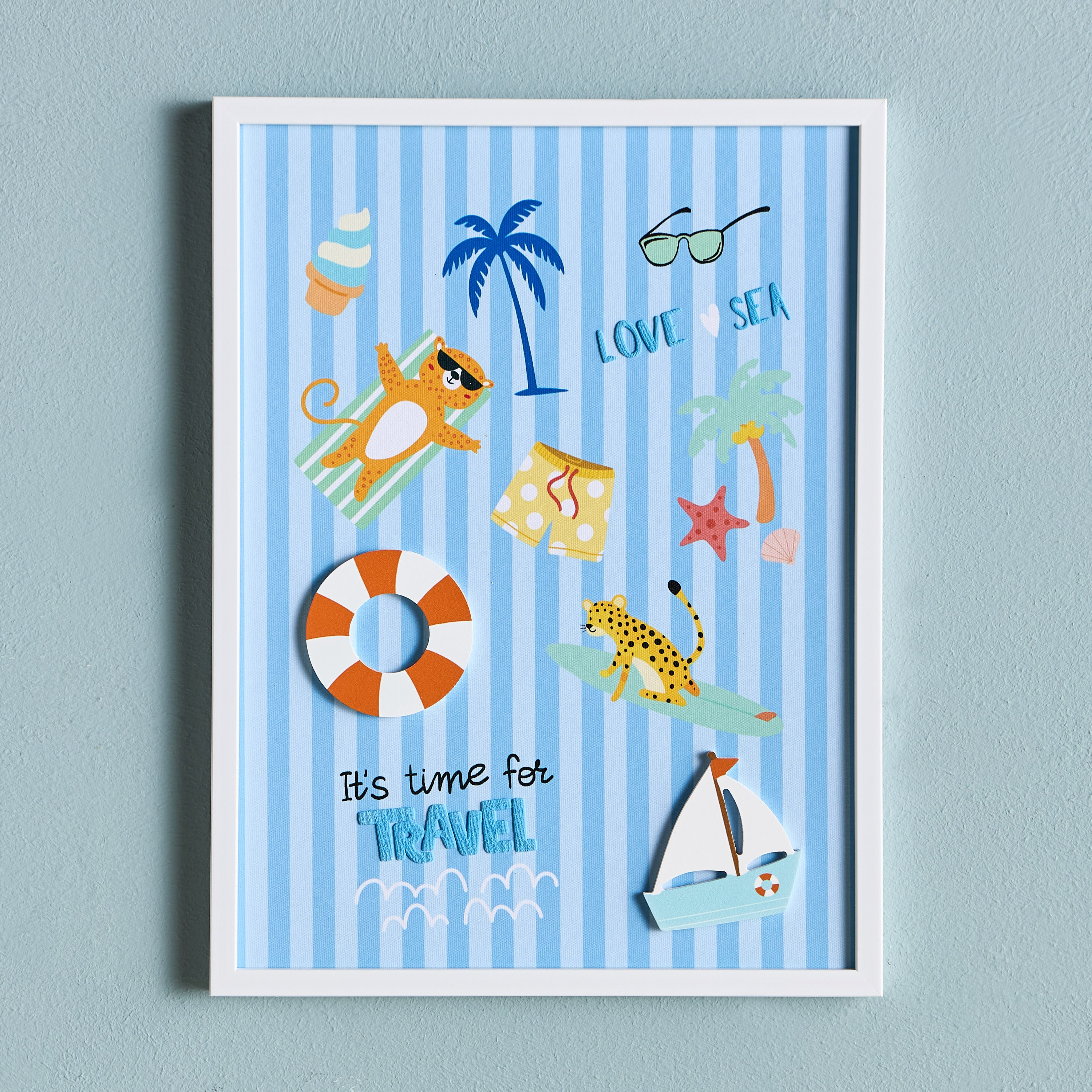 Summer Wave 3D Object Framed Canvas Wall Art - 30x40 cm
