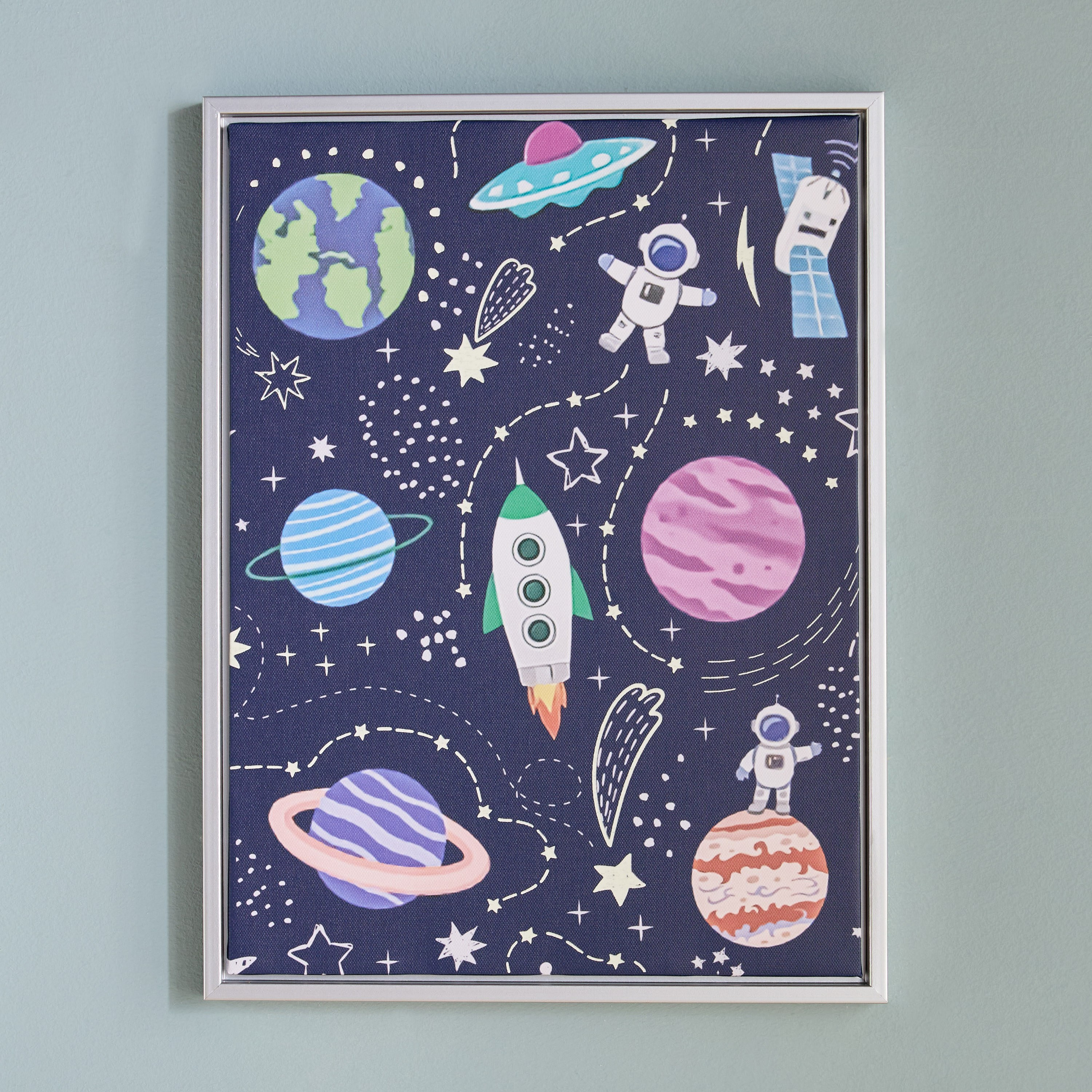 Astro Space Glitter Framed Canvas Wall Art - 30x40 cm