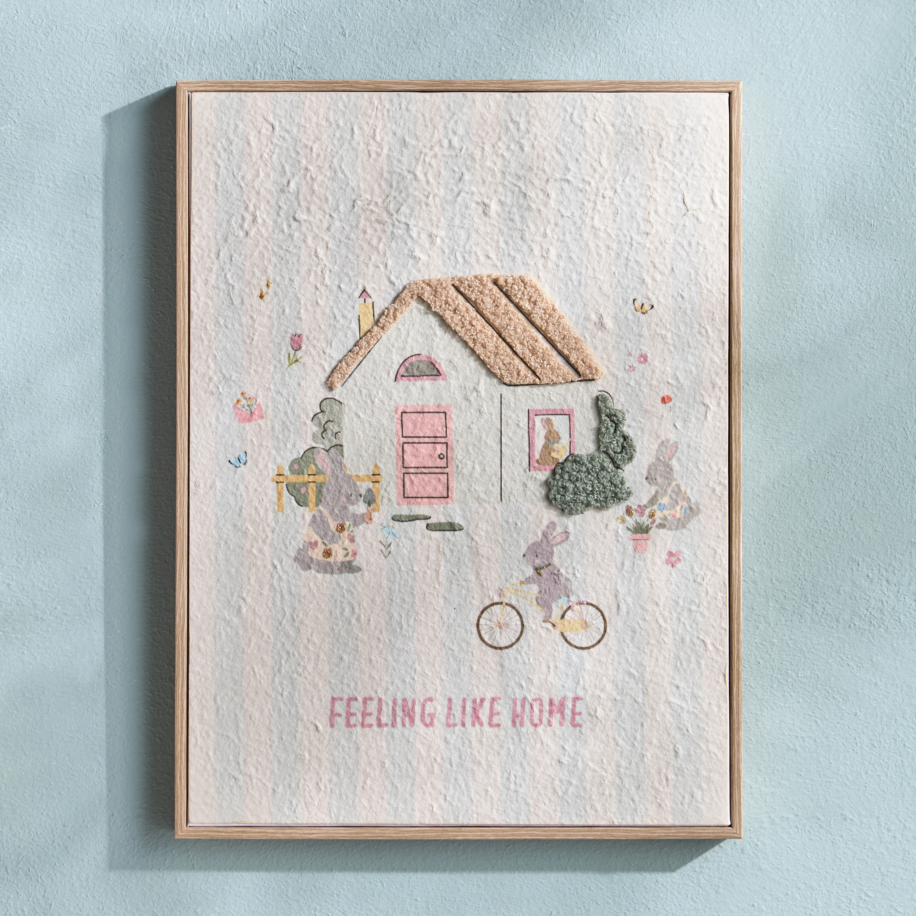 Ginger 3D Objects Bunny Home Framed Canvas Wall Art - 30x40 cm