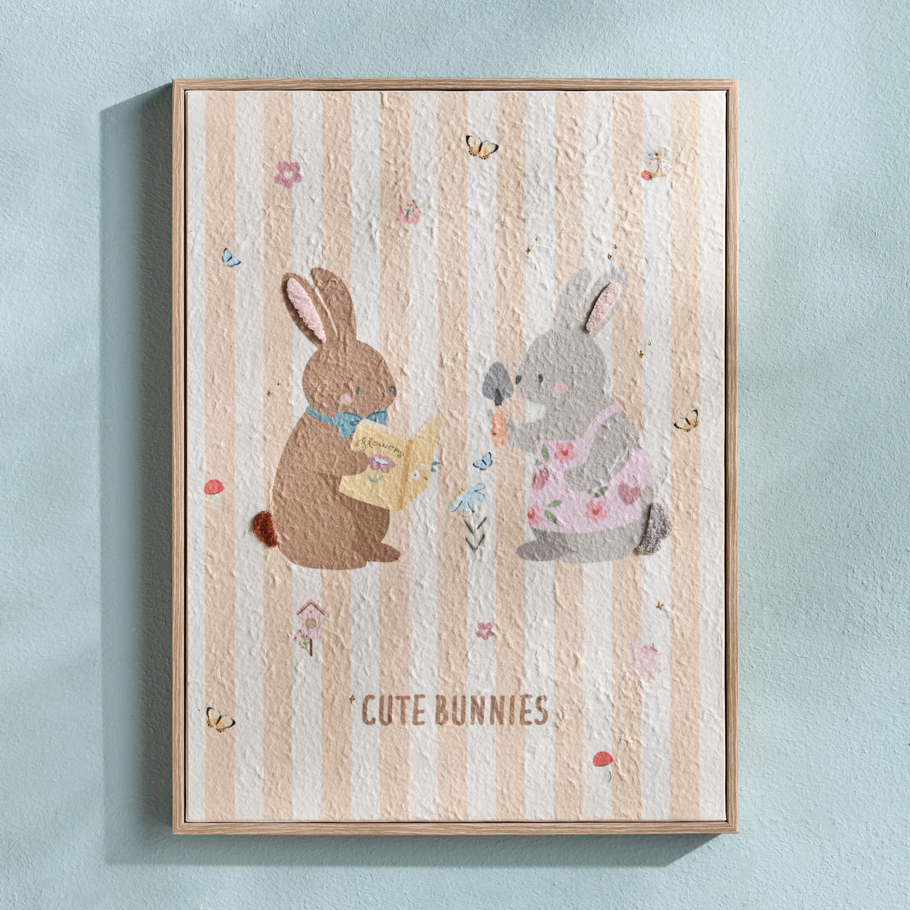 Ginger Bunny 3D Object Framed Canvas Wall Art - 30x40 cm