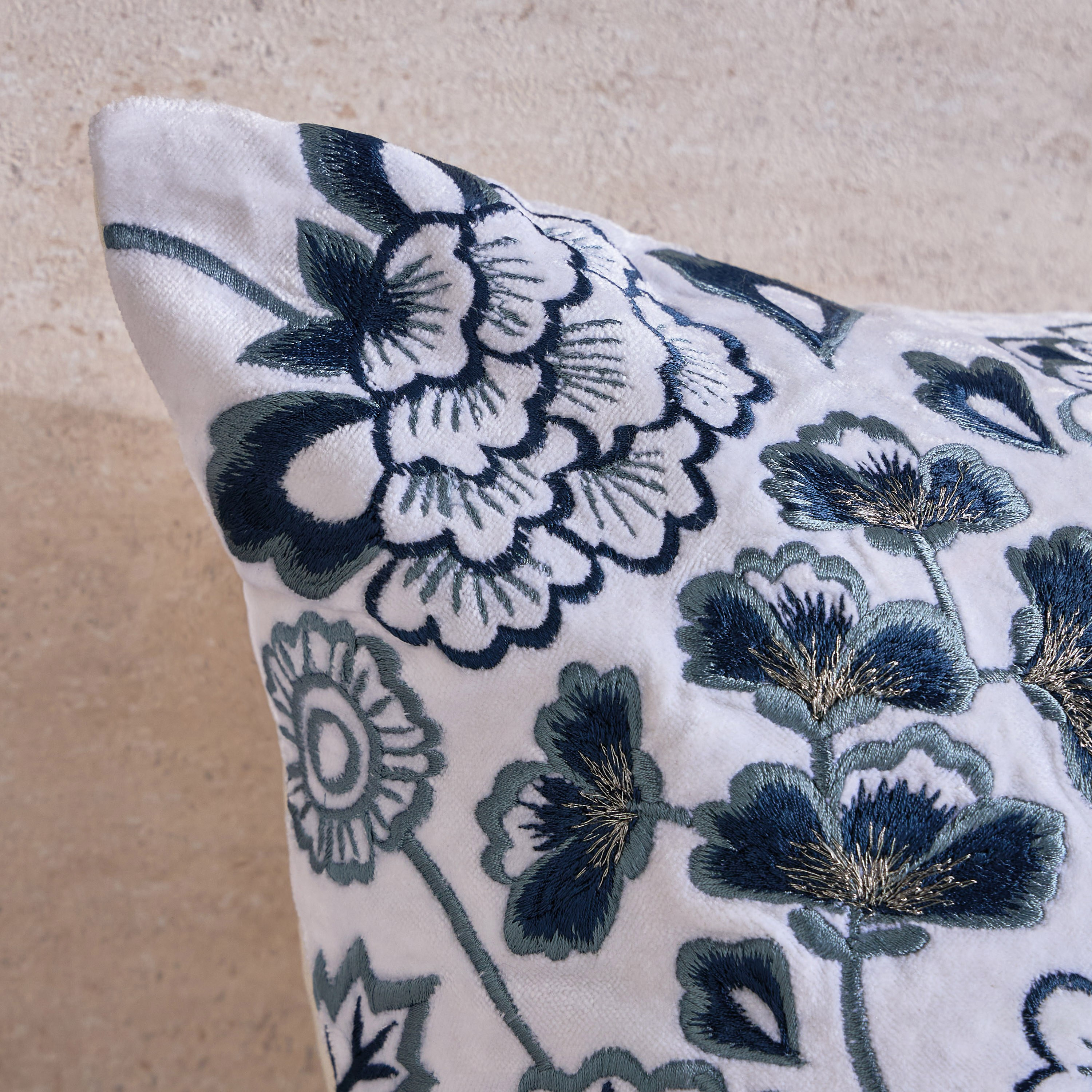 Chinoiserie Flora Embroidered Cushion Cover - 50x50 cm-household-cushionsandthrows-cushioncovers-image-2