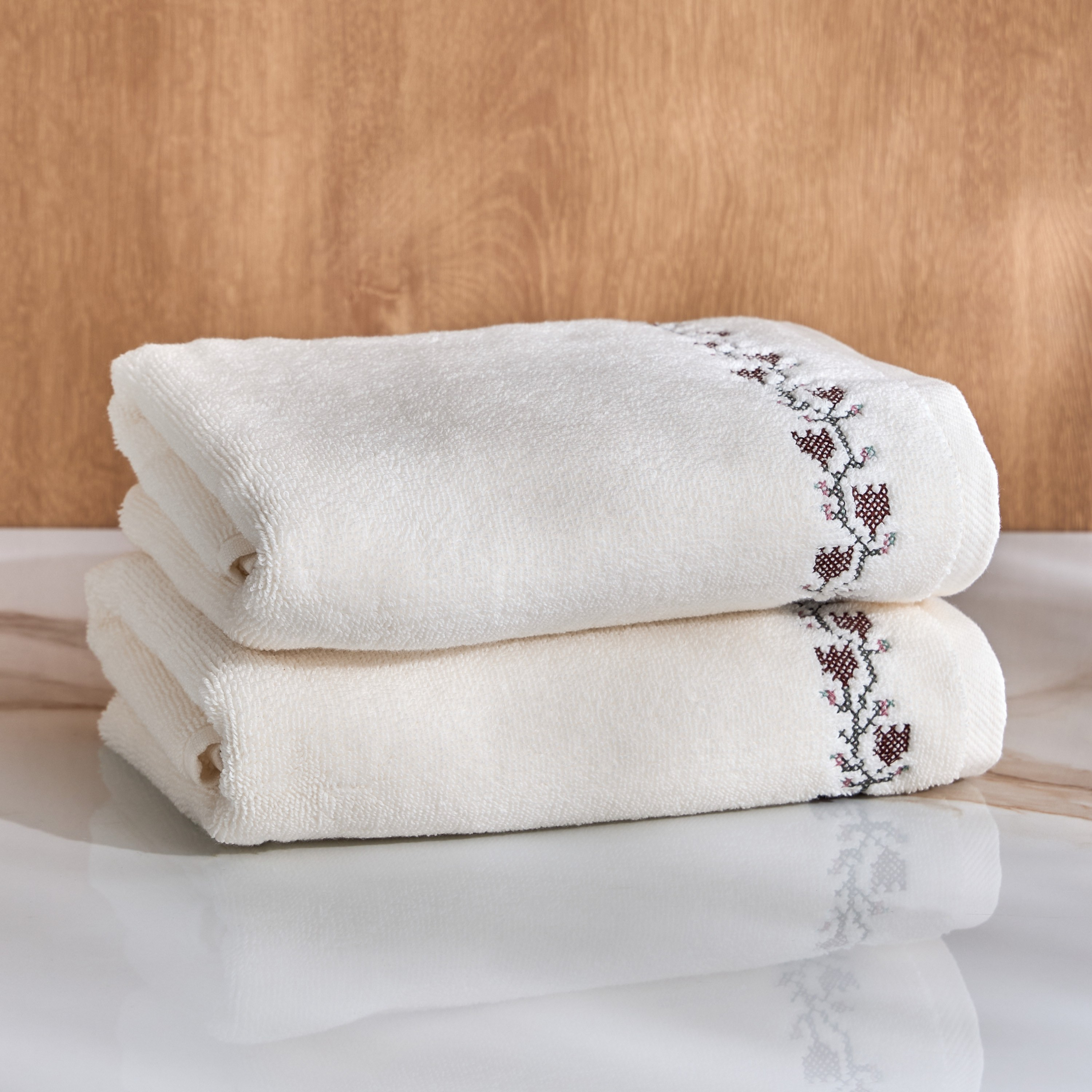 طقم مناشف يد 2 قطعة من القطن التركي 550 جي إس إم - إمبر - 50×90 سم-household-bathandlaundry-bathlinen-towels-image-1