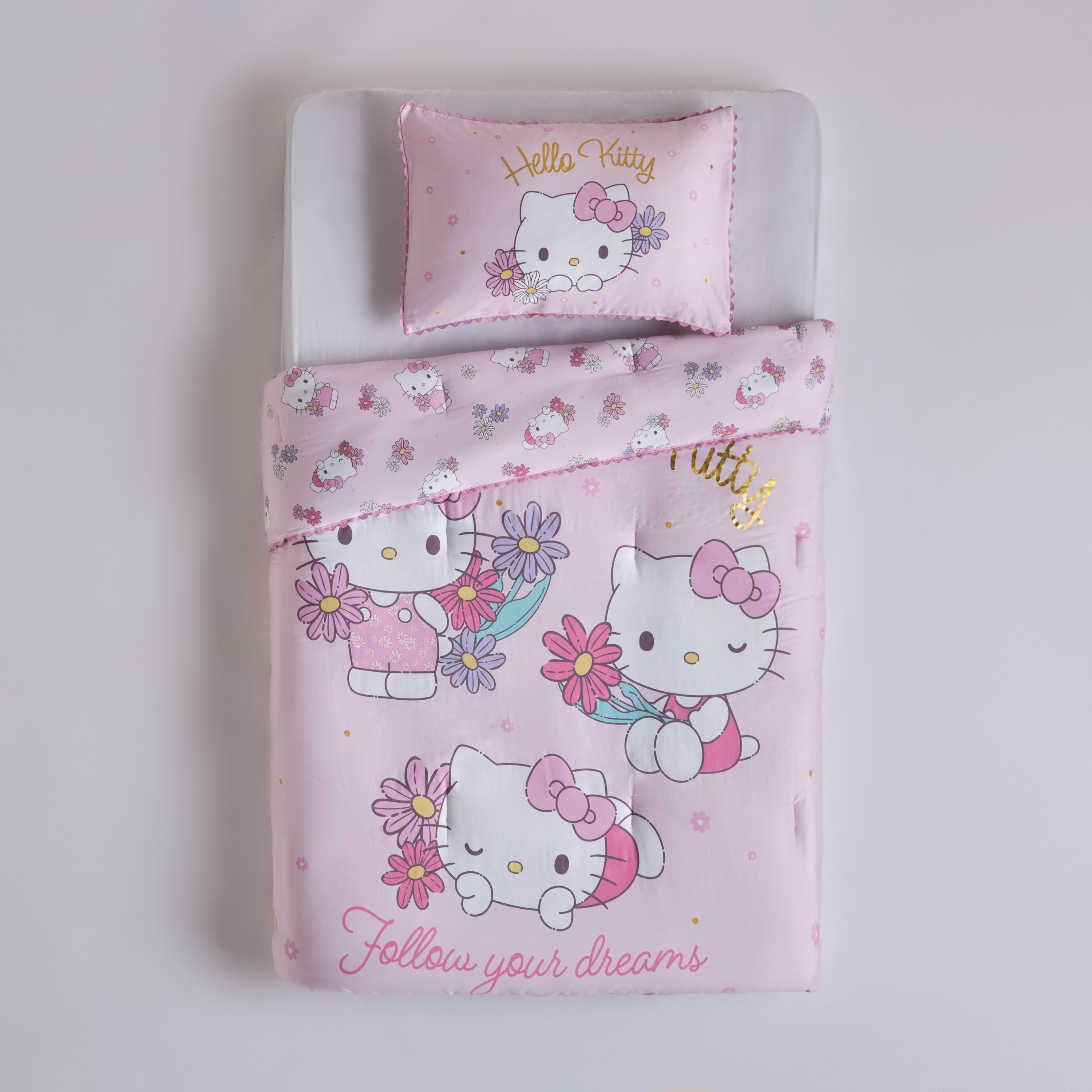 Hello Kitty Blossom Cotton 220 Thread Count 2-Piece Single Duvet Cover Set - 135x200 cm-kids-beddingandwindows-bedding-duvetcovers-image-5
