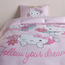 طقم غطاء لحاف كامل قطن عدد 220 خيط قطعتين بتصميم هيلو كيتي زهري - 160x200 سم-kids-beddingandwindows-bedding-duvetcovers-image-4