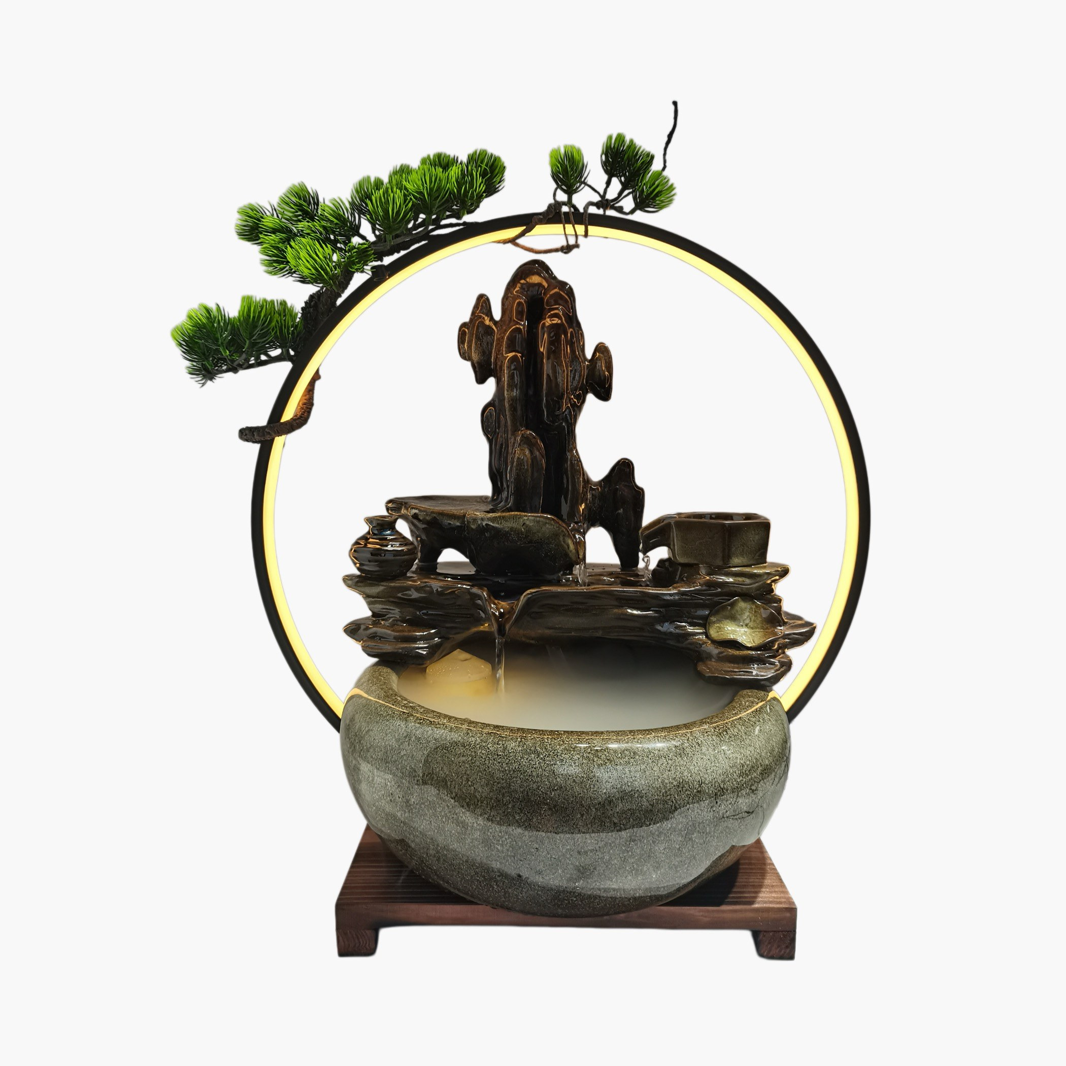 Oriental Evenki Ceramic Fountain with LED