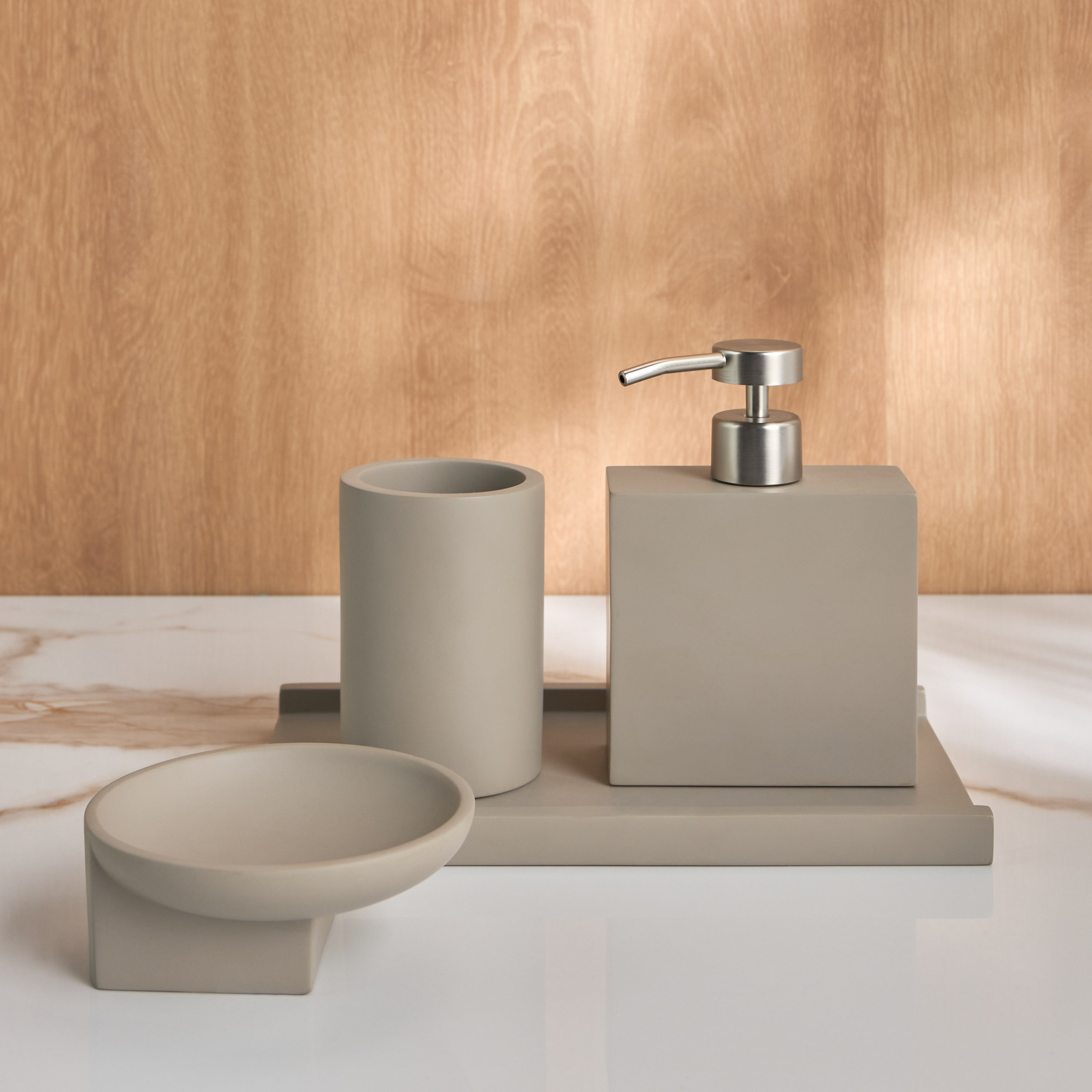طقم إكسسوارات حمام من البولي راتنج 4 قطع - سيتي سليت-household-bathandlaundry-bathaccessories-bathaccessorysets-image-1