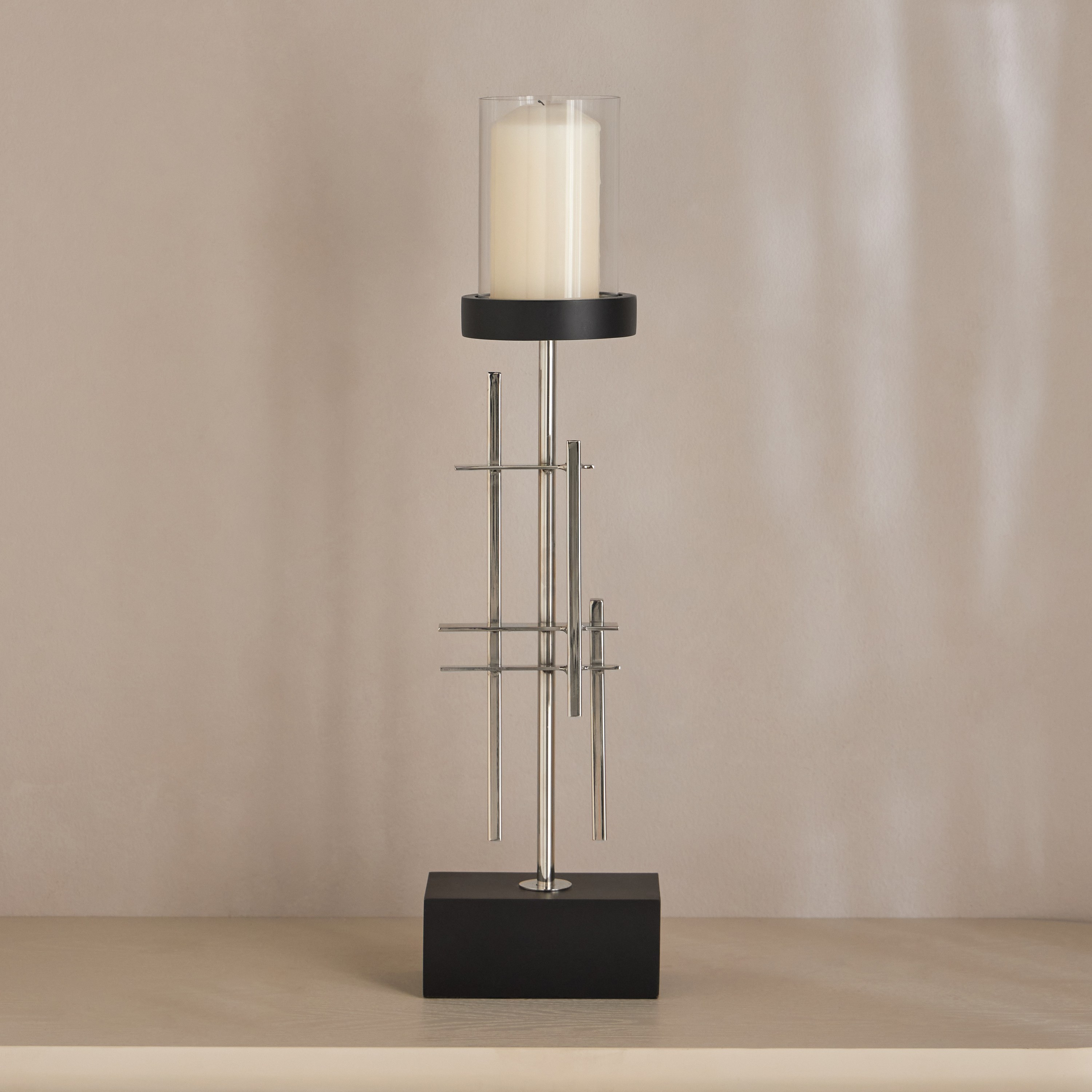 Noor Loft Geo Metal Pillar Candleholder - 61 cm-household-decor-candleholdersandlanterns-image-1
