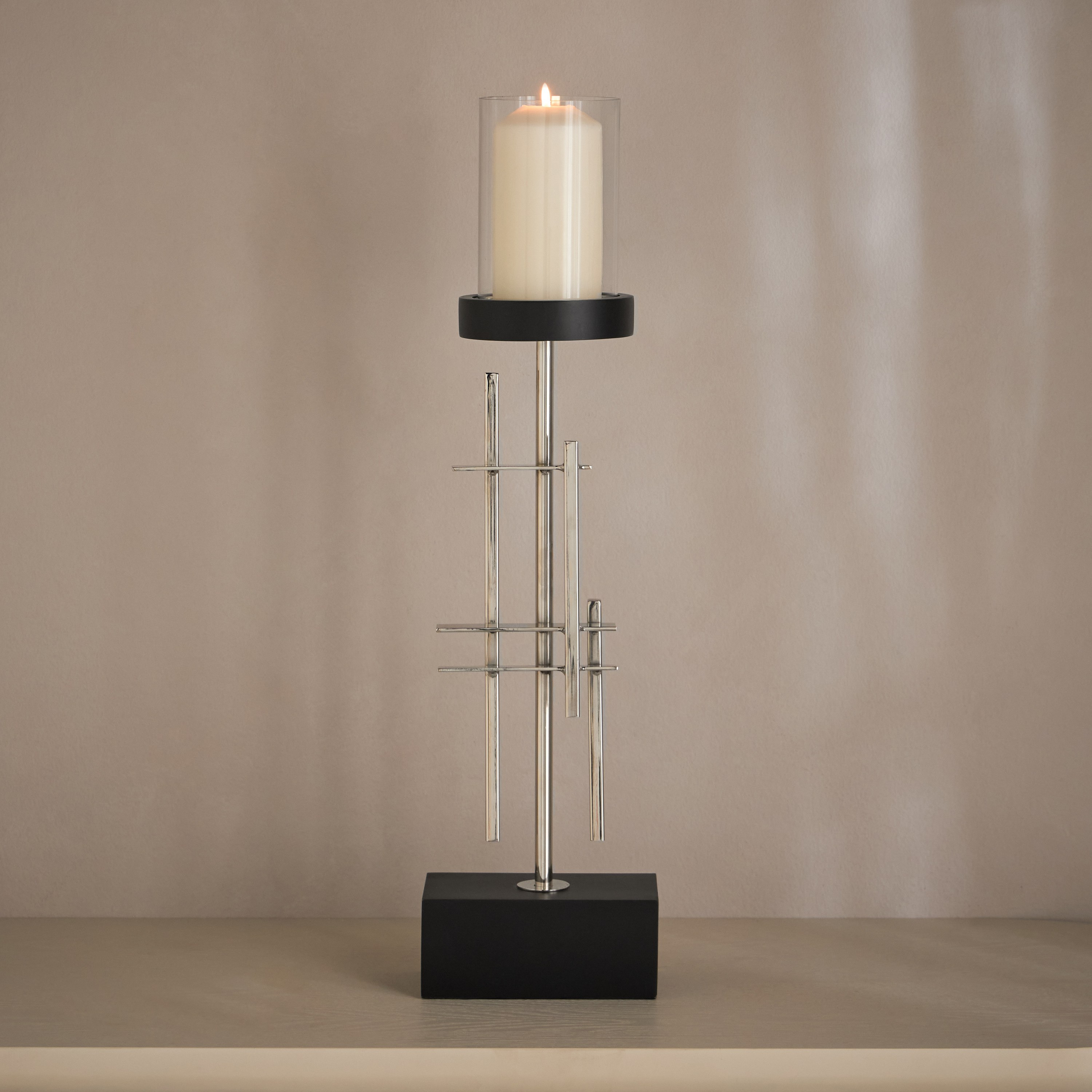 Noor Loft Geo Metal Pillar Candleholder - 61 cm-household-decor-candleholdersandlanterns-image-2