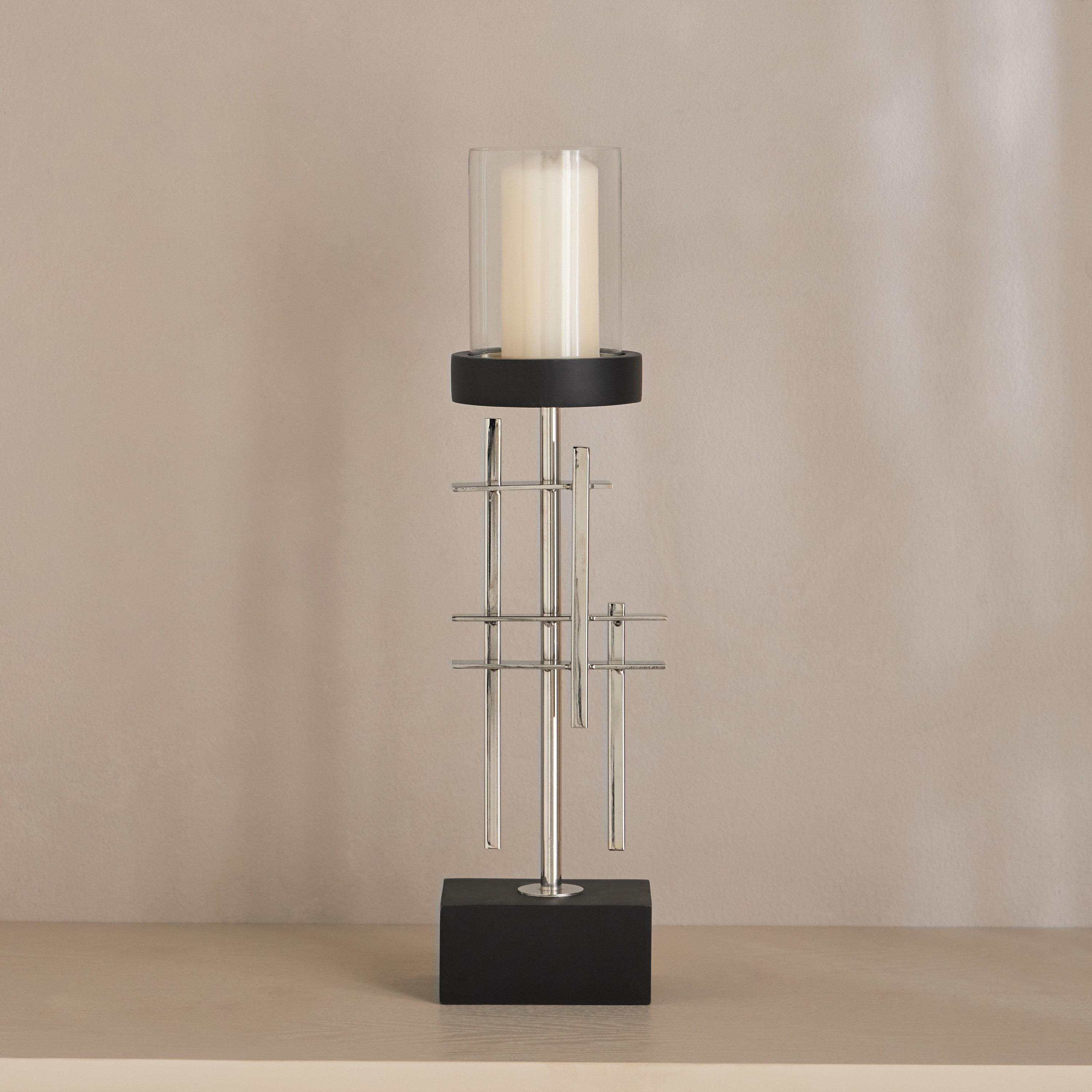 Noor Loft Geo Metal Pillar Candleholder - 51 cm-household-decor-candleholdersandlanterns-image-1
