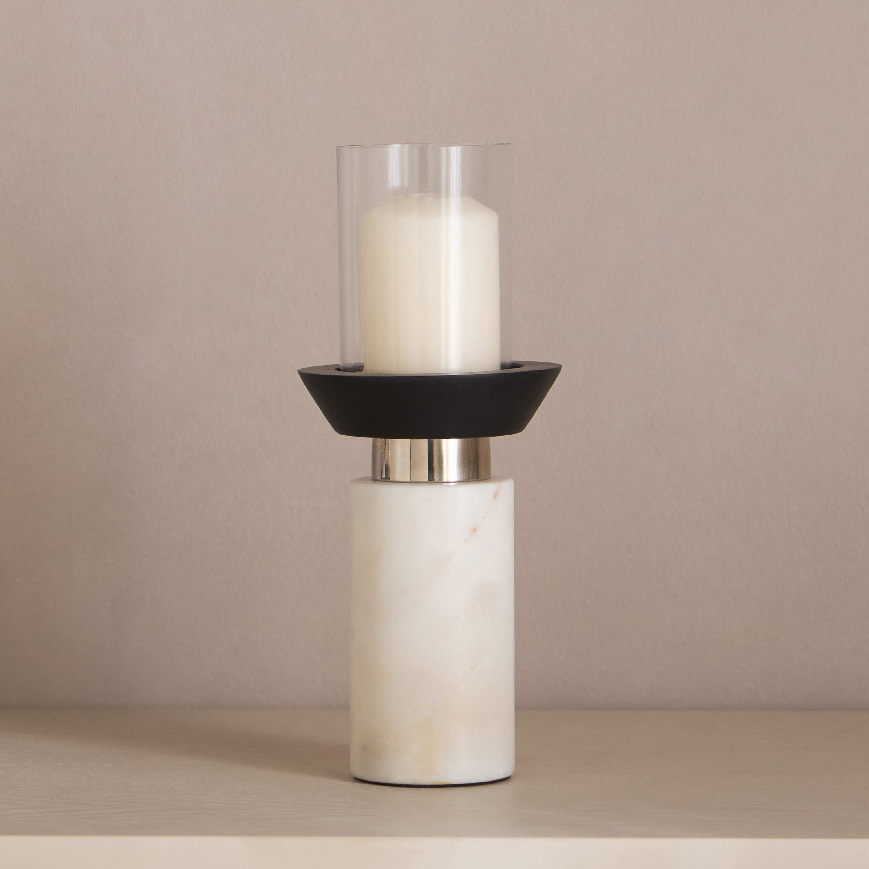 Noor Loft Duo Marble Pillar Candleholder - 28 cm-household-decor-candleholdersandlanterns-image-1