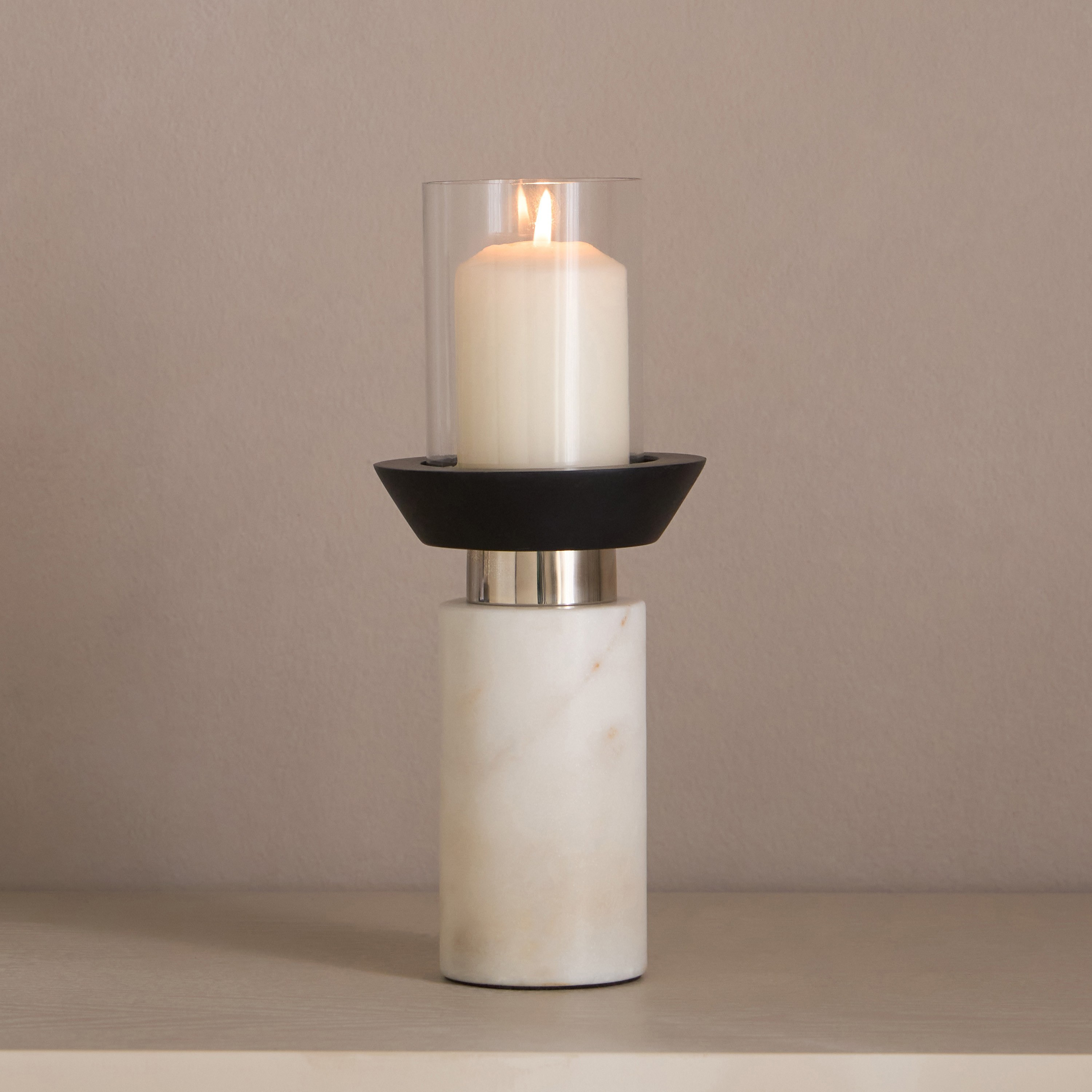 Noor Loft Duo Marble Pillar Candleholder - 28 cm-household-decor-candleholdersandlanterns-image-2