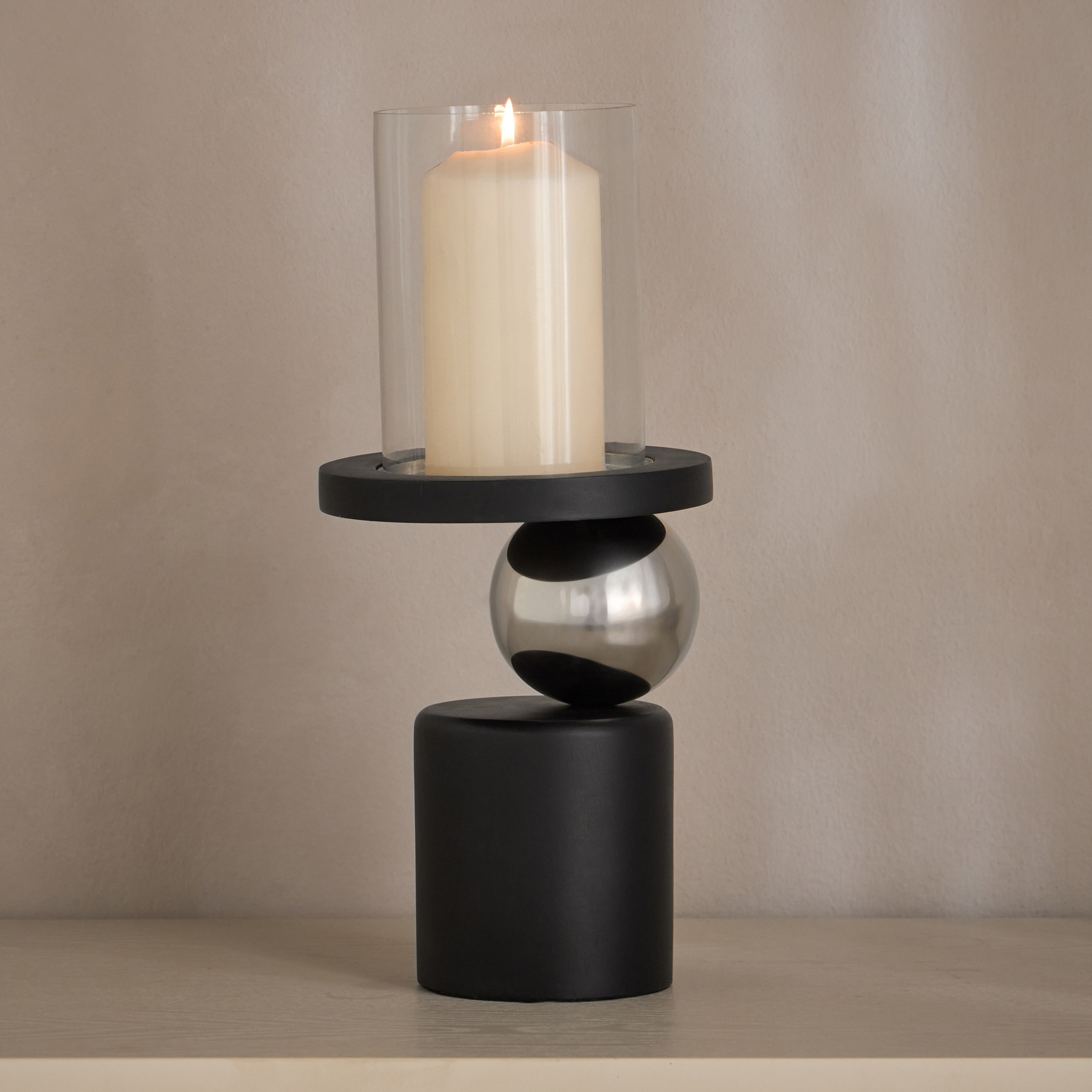حامل شموع عمودي خشبي بتصميم كروي - نور لوفت - 38 سم-household-decor-candleholdersandlanterns-image-2