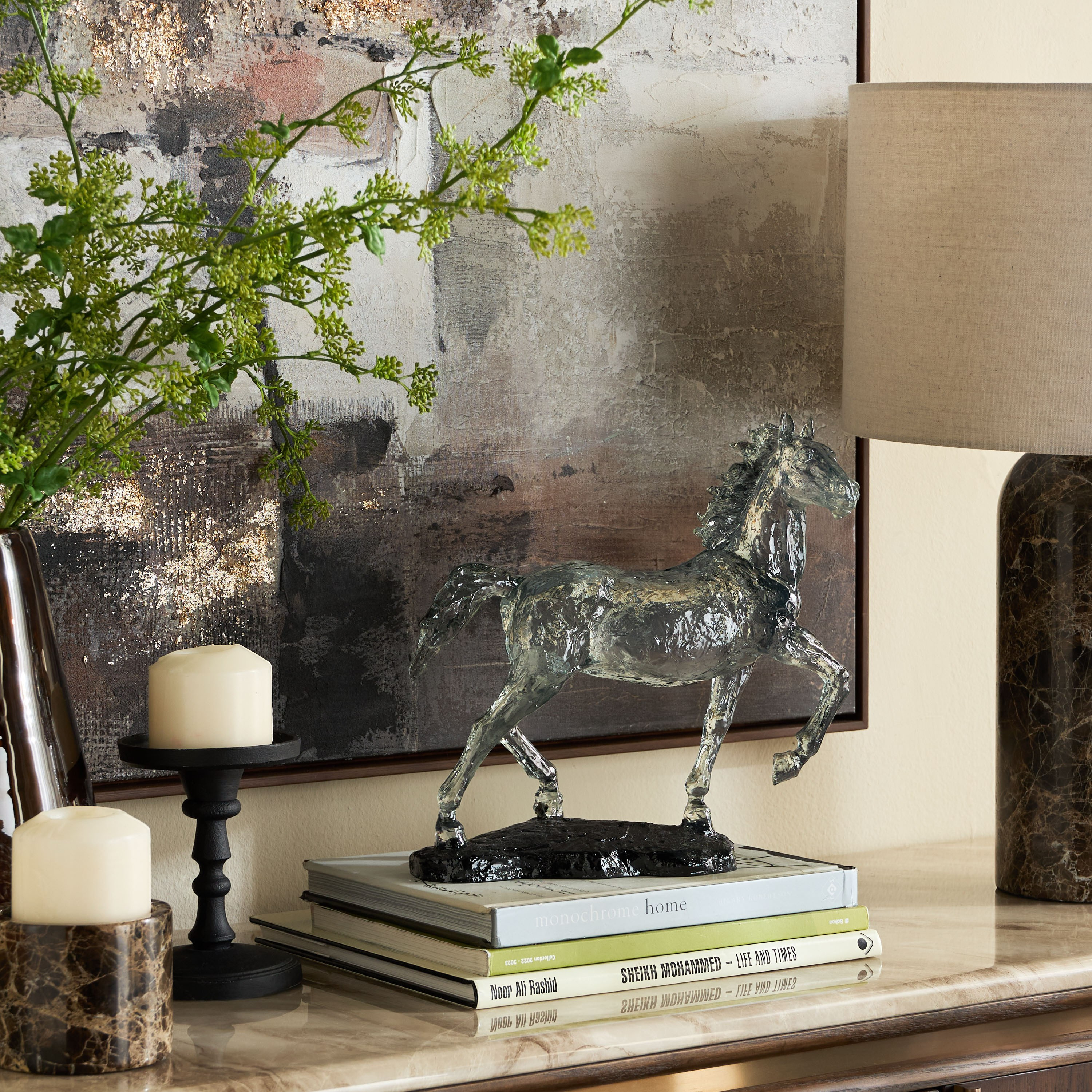 Noor Luxe Resin Stallion Horse Decorative Accent - 30 cm-household-decor-decorativeobjectsandsculptures-image-4