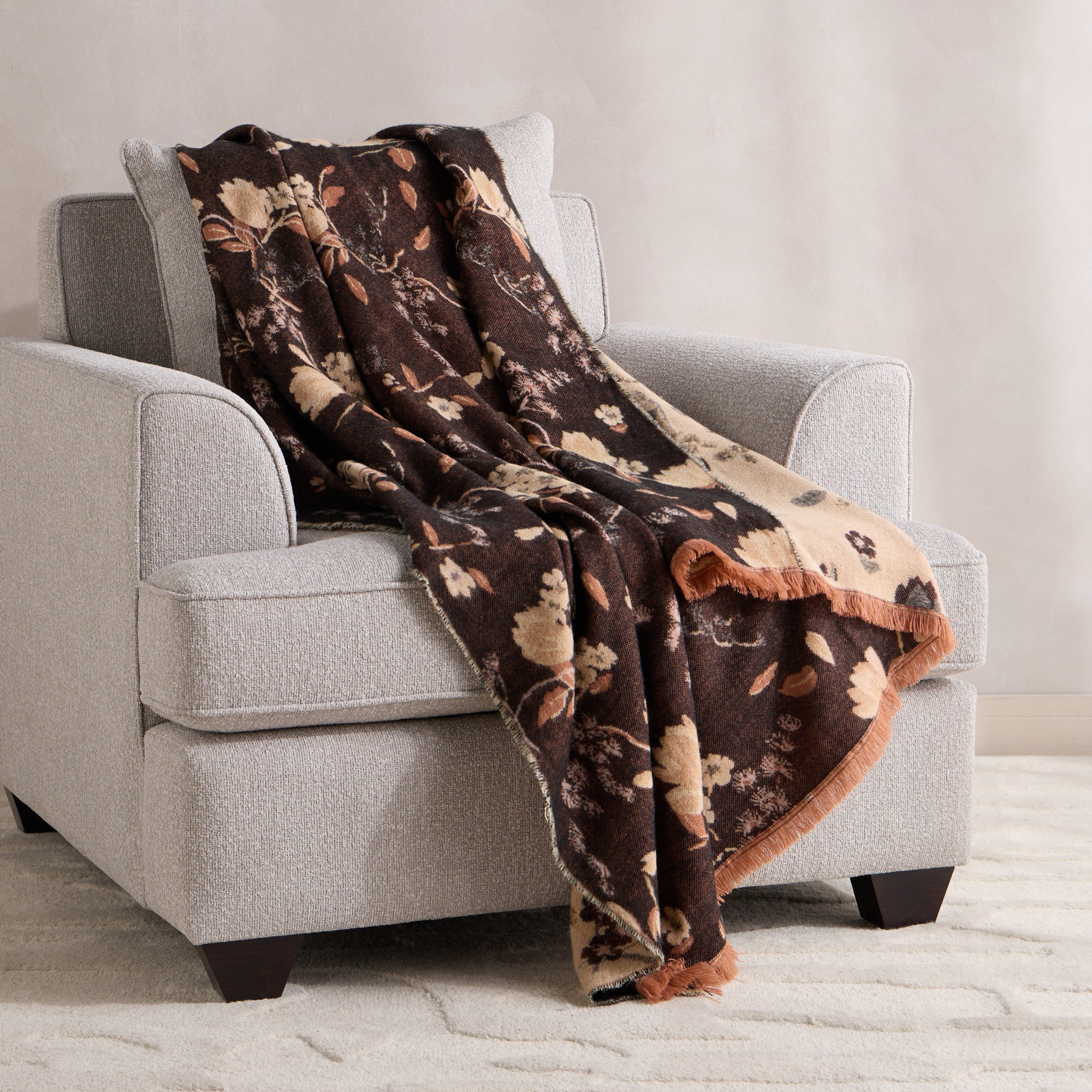 Midnight Botanica Acrylic Throw - 130x170 cm-household-cushionsandthrows-throwsandblankets-throws-image-1