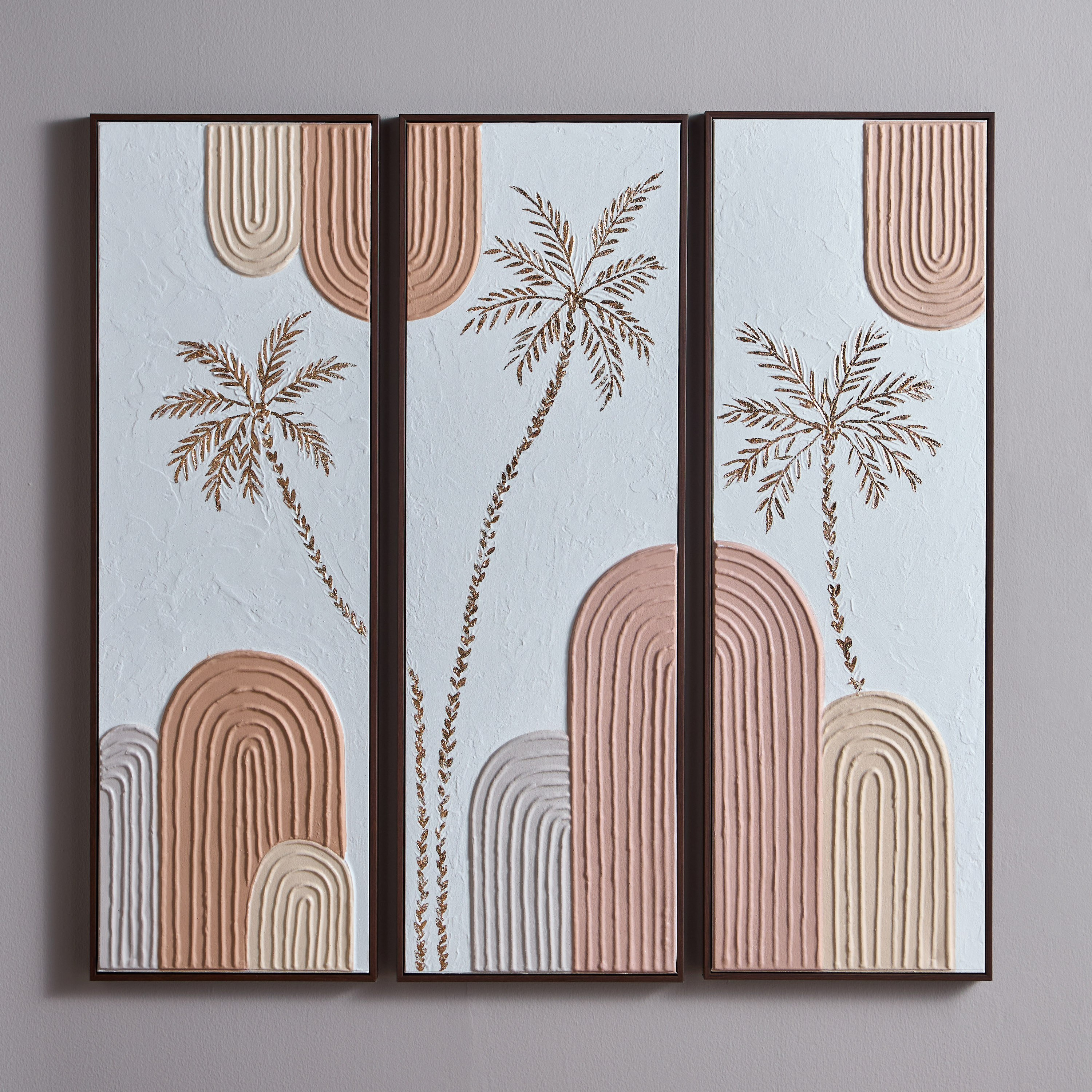 طقم 3 قطع - لوحة جدارية زيتية كانفاس مؤطرة - لينا - 40x120 سم-household-walldecorandmirrors-wallart-image-1