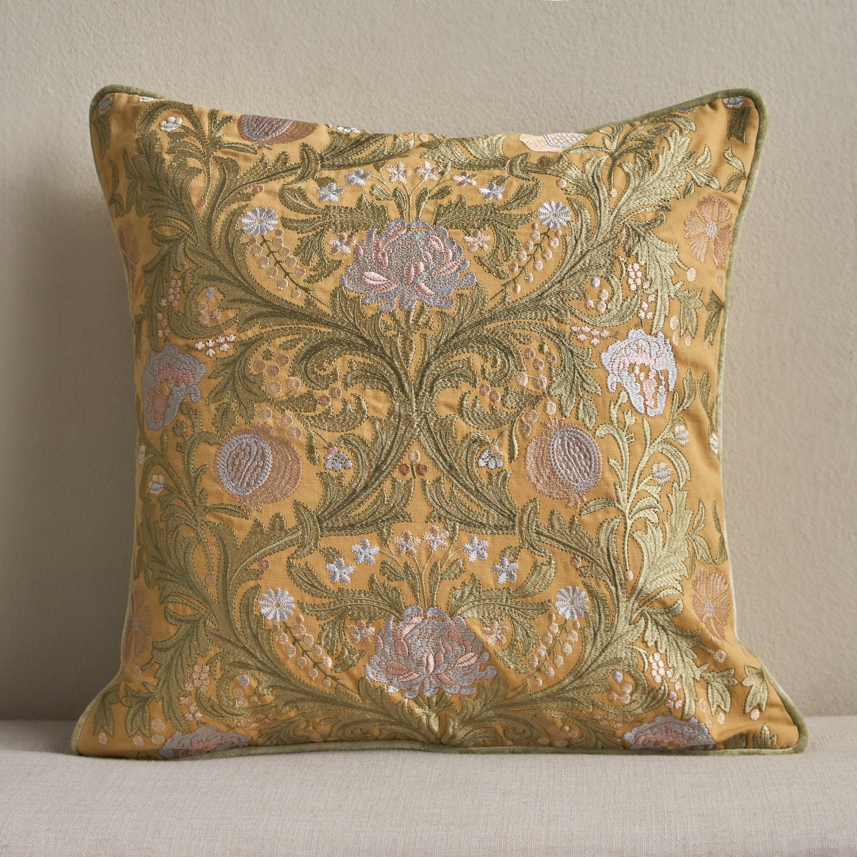 Meadows Pomegranate Embroidered Cushion Cover - 50x50 cm-household-cushionsandthrows-cushioncovers-image-1