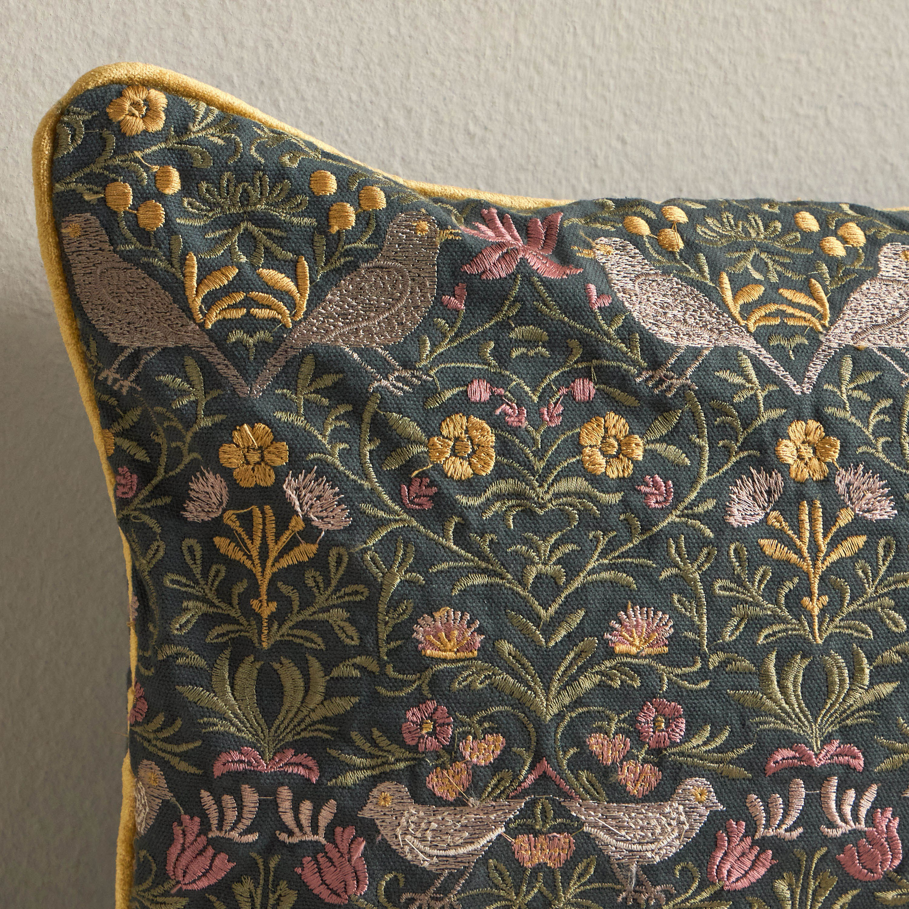 Meadows Birds Garden Embroidered Cushion Cover - 30x50 cm-household-cushionsandthrows-cushioncovers-image-2