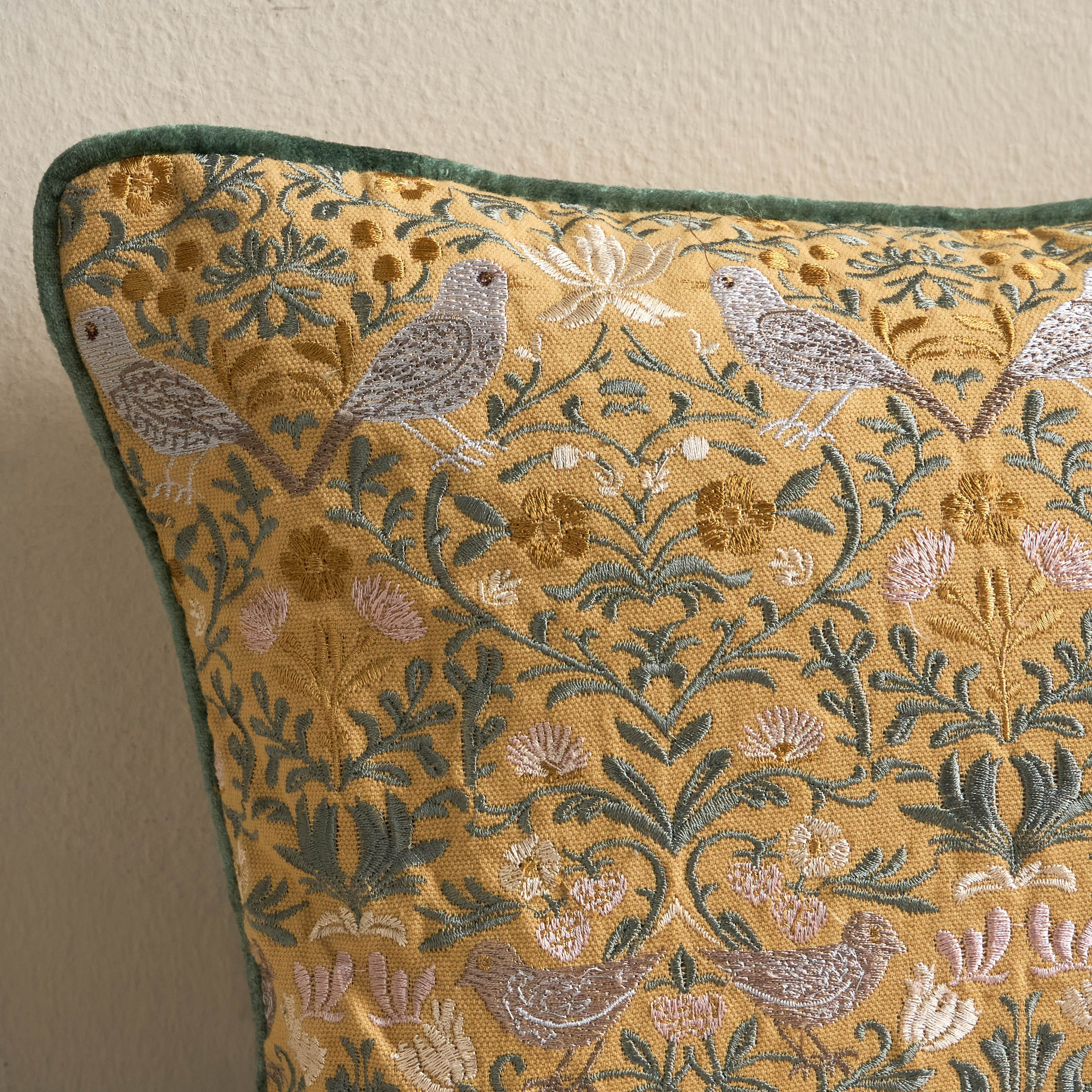 Meadows Birds Garden Embroidered Cushion Cover - 30x50 cm-household-cushionsandthrows-cushioncovers-image-2