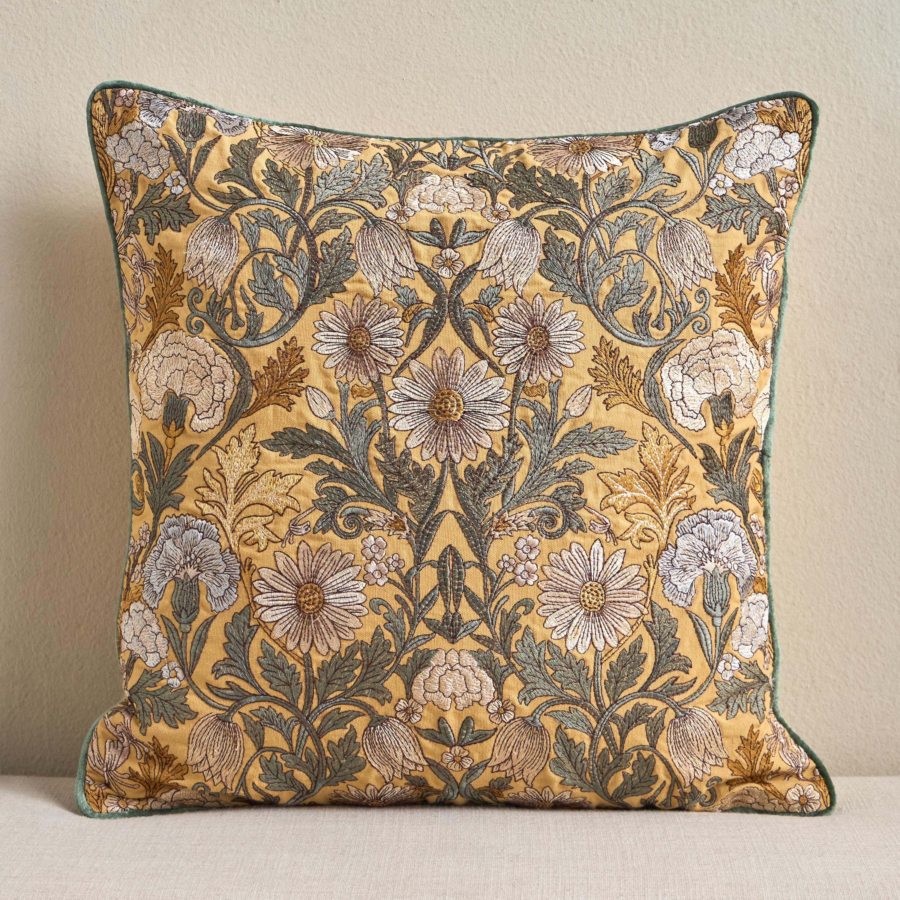 Meadows Floral Field Embroidered Cushion Cover - 50x50 cm-household-cushionsandthrows-cushioncovers-image-1
