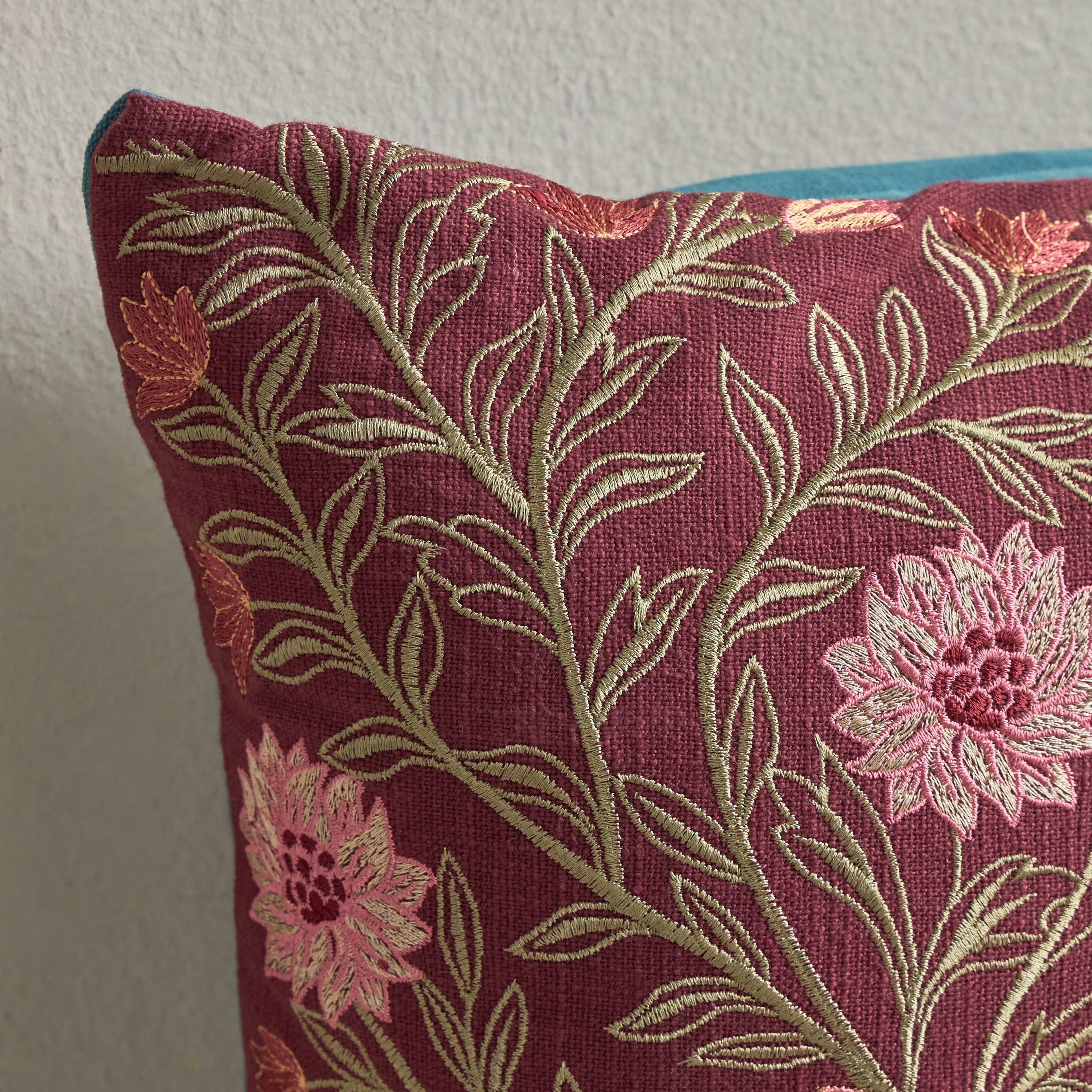 Meadows Peacock Embroidered Cushion Cover - 45x45 cm-household-cushionsandthrows-cushioncovers-image-2