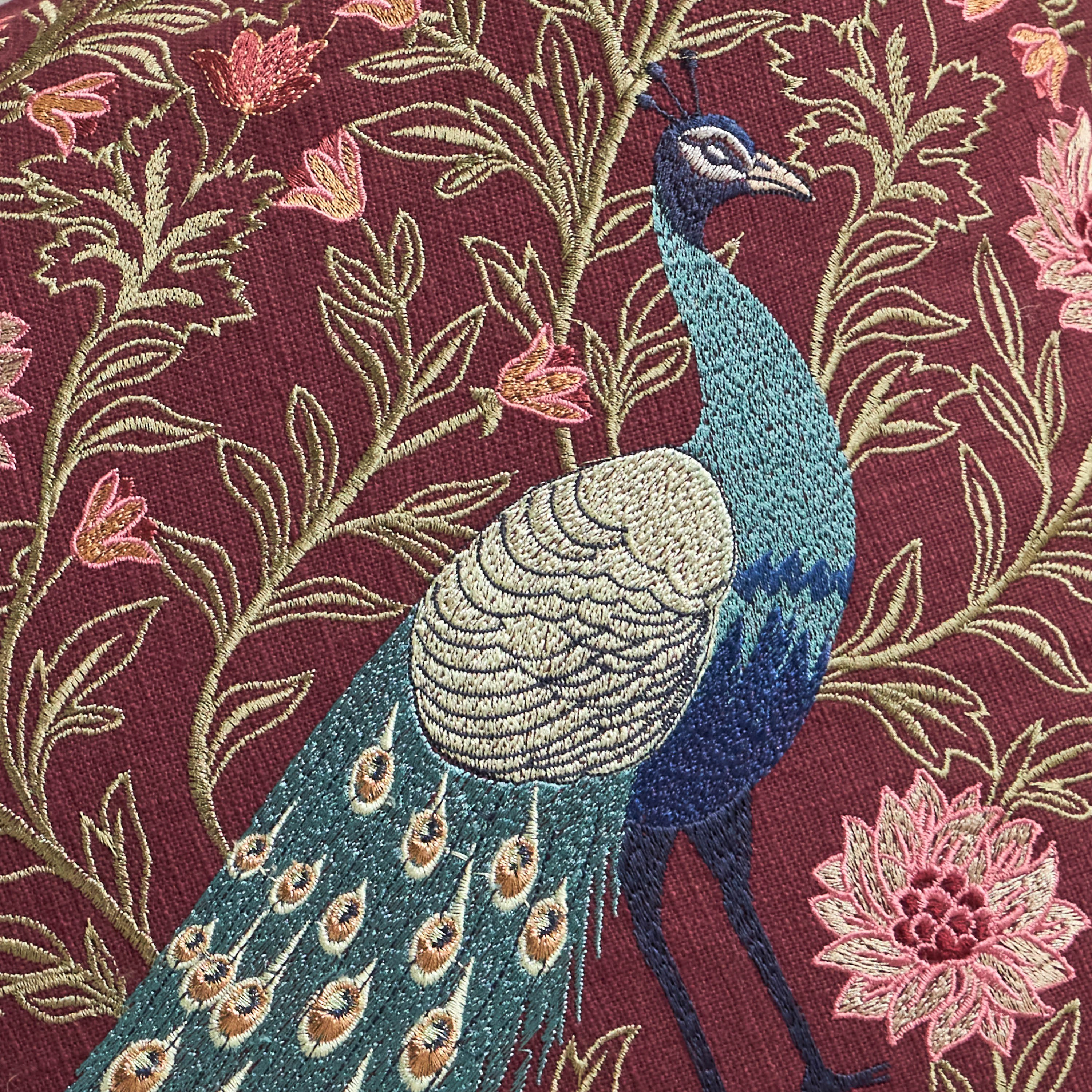 Meadows Peacock Embroidered Cushion Cover - 45x45 cm-household-cushionsandthrows-cushioncovers-image-3