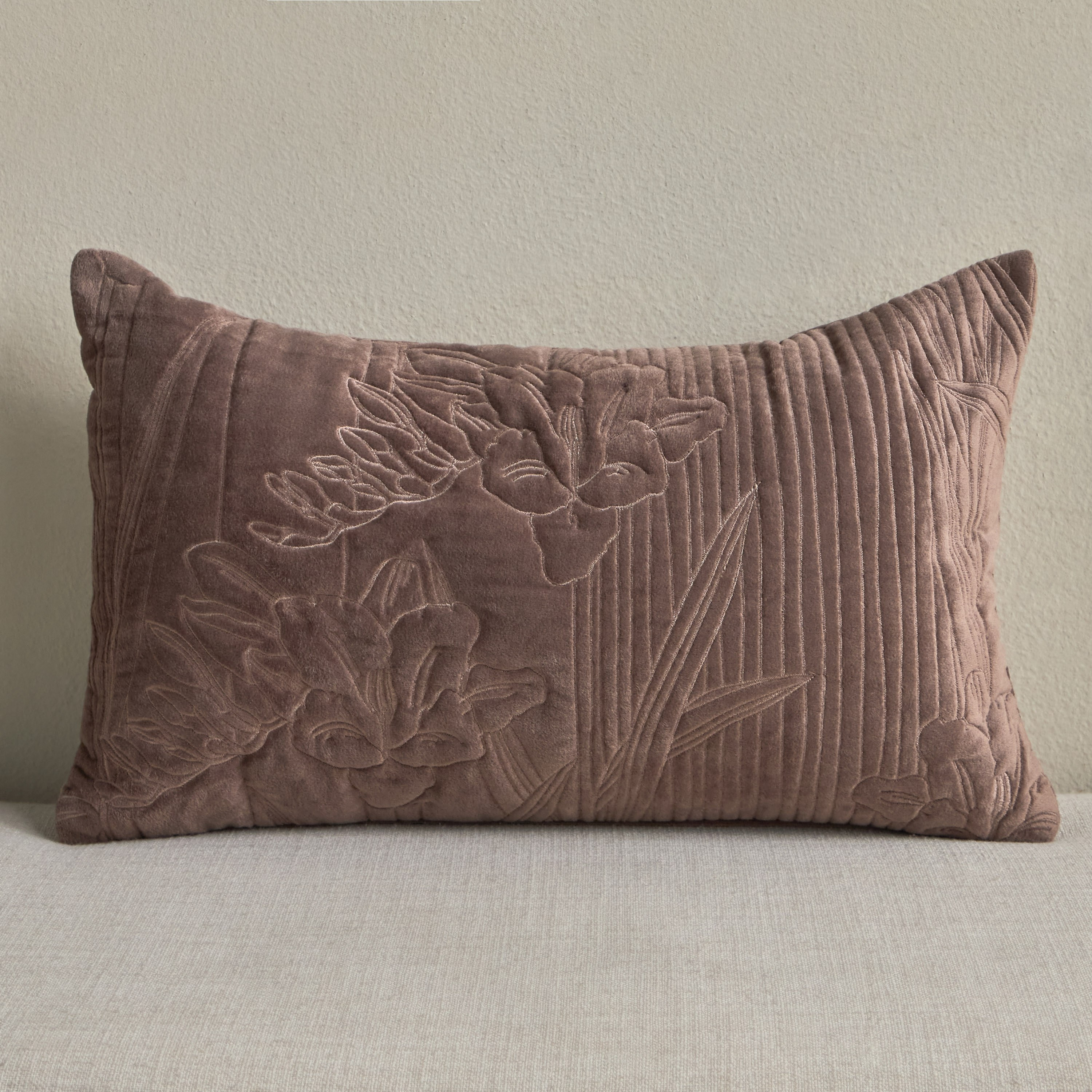 Dark Opulence Velvet Bloom Quilted Cushion Cover - 30x50 cm-household-cushionsandthrows-cushioncovers-image-1