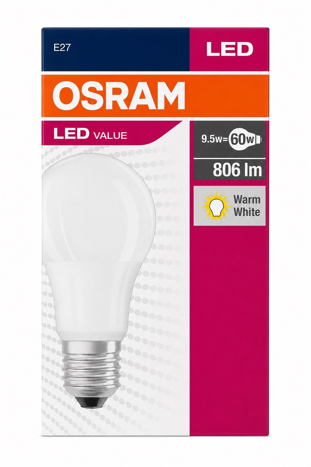 مصباح ليد إي-27 بقوة 9.5 واط أبيض دافيء - أوسرام-household-lighting-bulbsandbatteries-bulbs-image-1