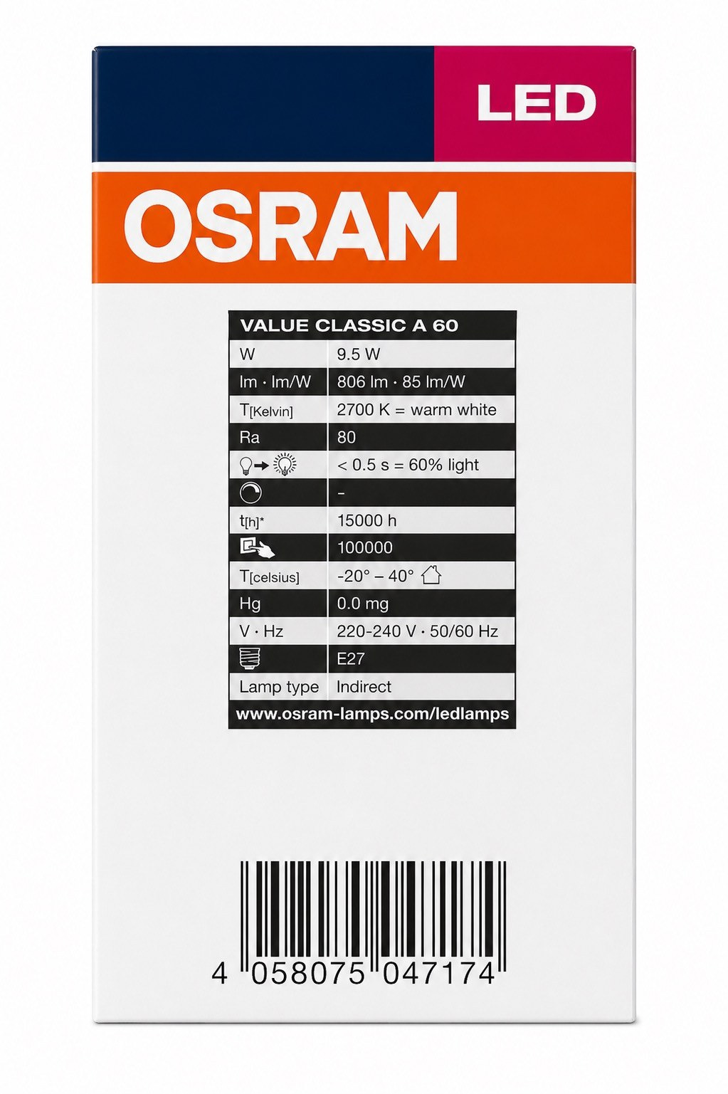 مصباح ليد إي-27 بقوة 9.5 واط أبيض دافيء - أوسرام-household-lighting-bulbsandbatteries-bulbs-image-2