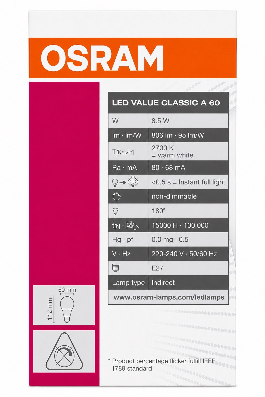 OSRAM LED Classic A60 Bulb - E27 8.5W 806Lm Warm White-household-lighting-bulbsandbatteries-bulbs-image-2