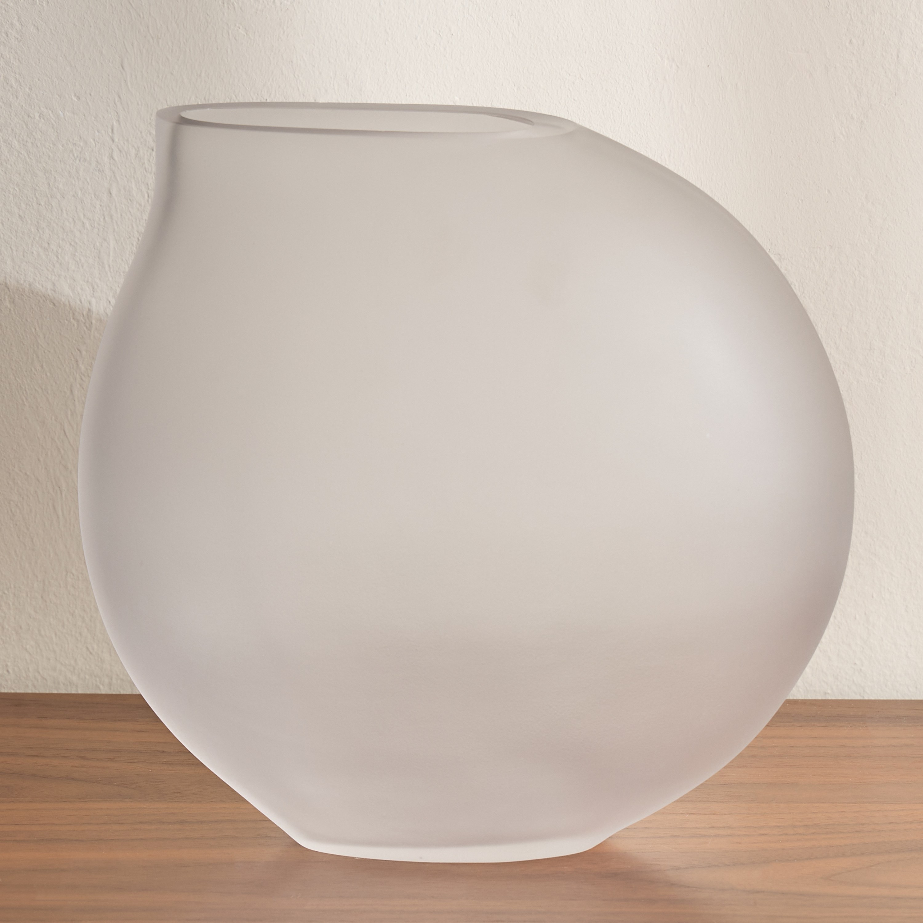 Noor Frosted Slant Glass Vase - 29 cm-household-decor-vasesandbowls-image-1