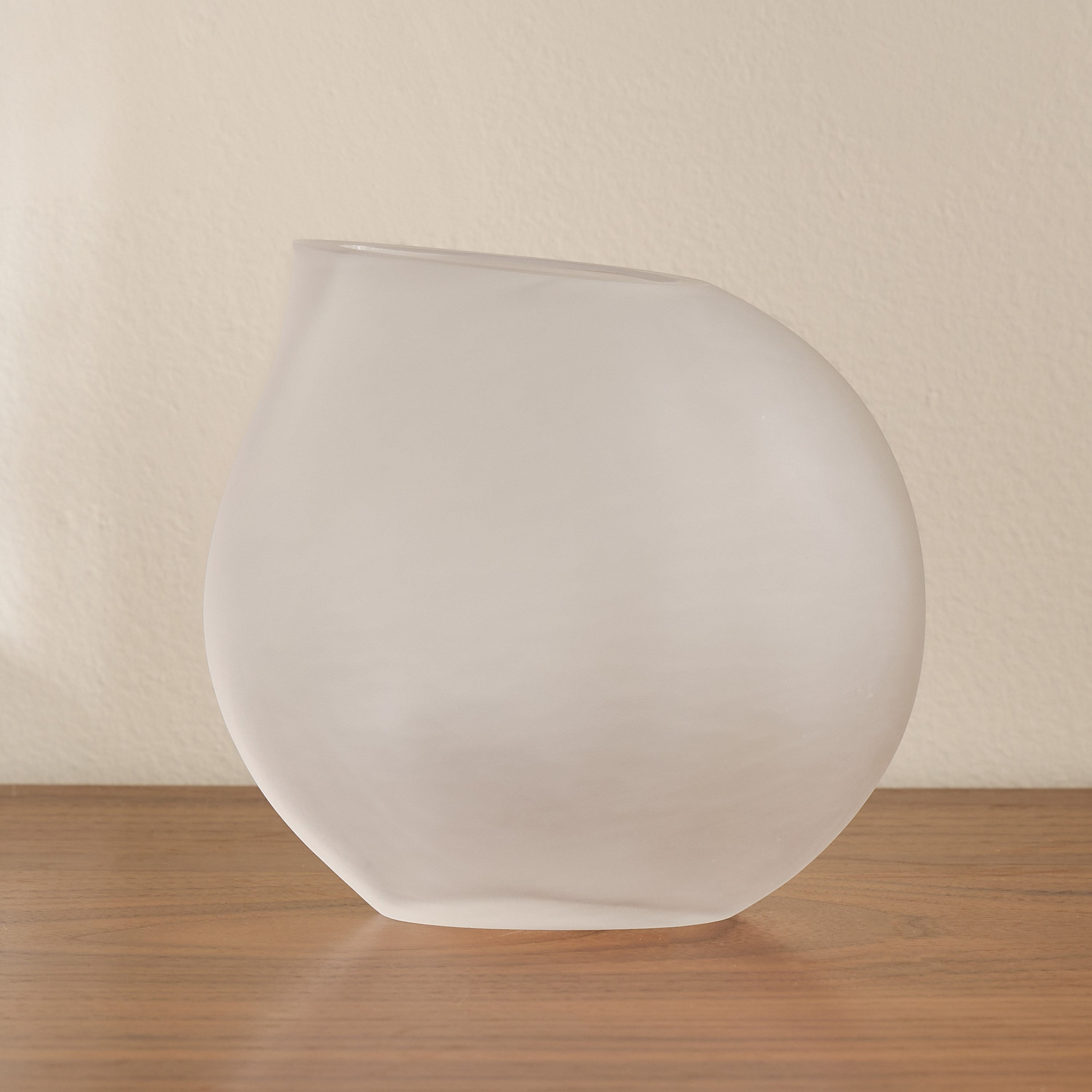 Noor Frosted Slant Glass Vase - 19 cm-household-decor-vasesandbowls-image-1