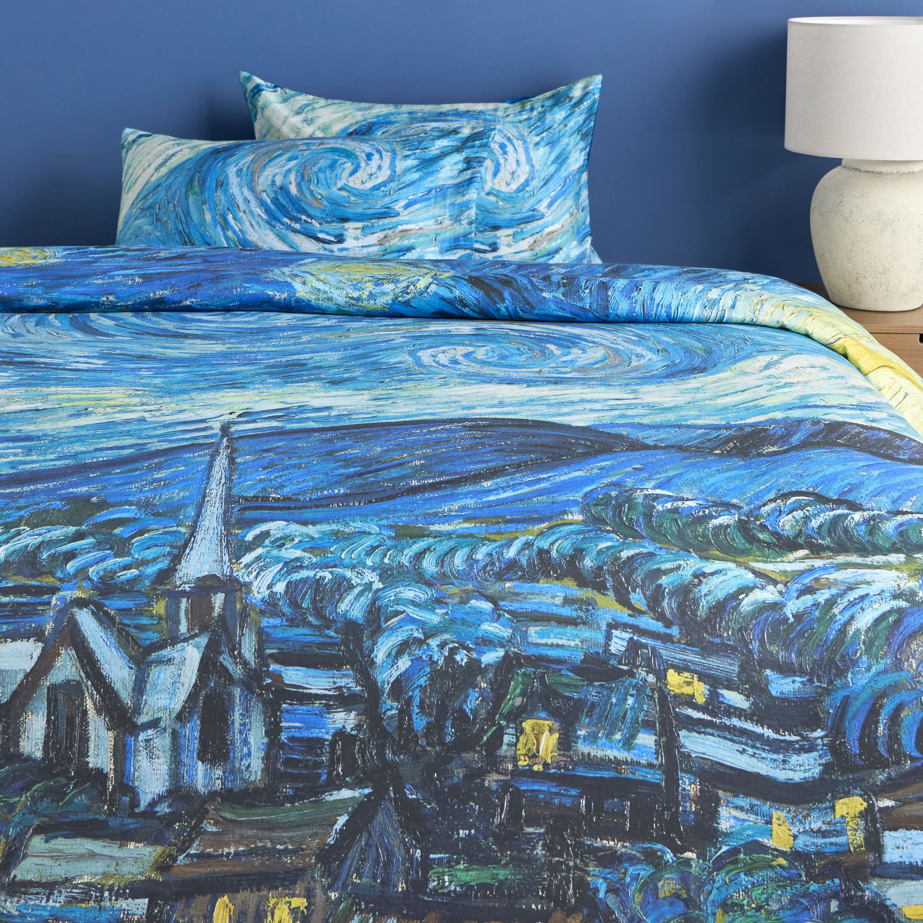 Van Gogh Starry Night Cotton 220 Thread Count 3-Piece King Duvet Cover Set - 220x230 cm-household-bedding-duvetandcovers-duvetcovers-image-2