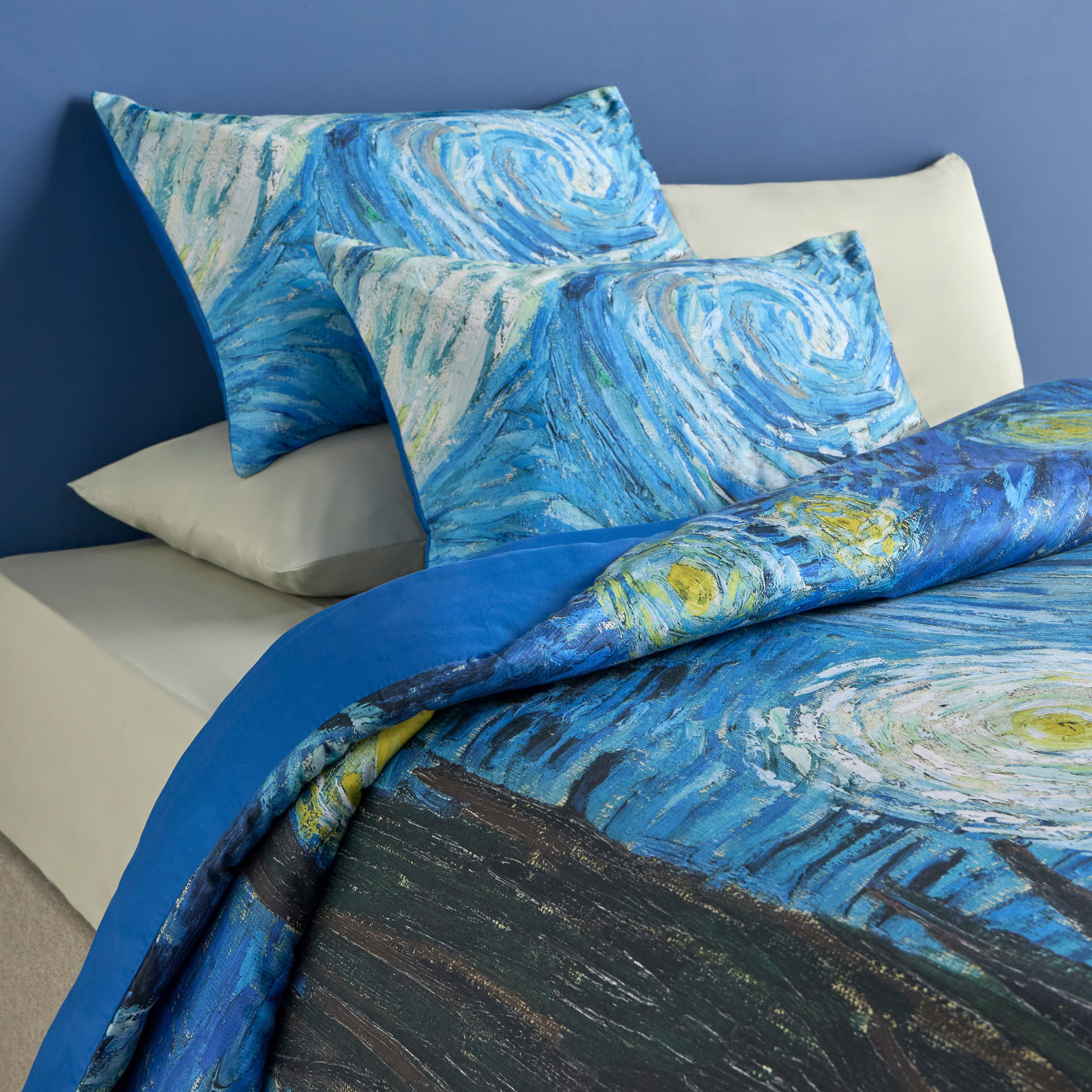 Van Gogh Starry Night Cotton 220 Thread Count 3-Piece Super King Duvet Cover Set - 220x260 cm-household-bedding-duvetandcovers-duvetcovers-image-1