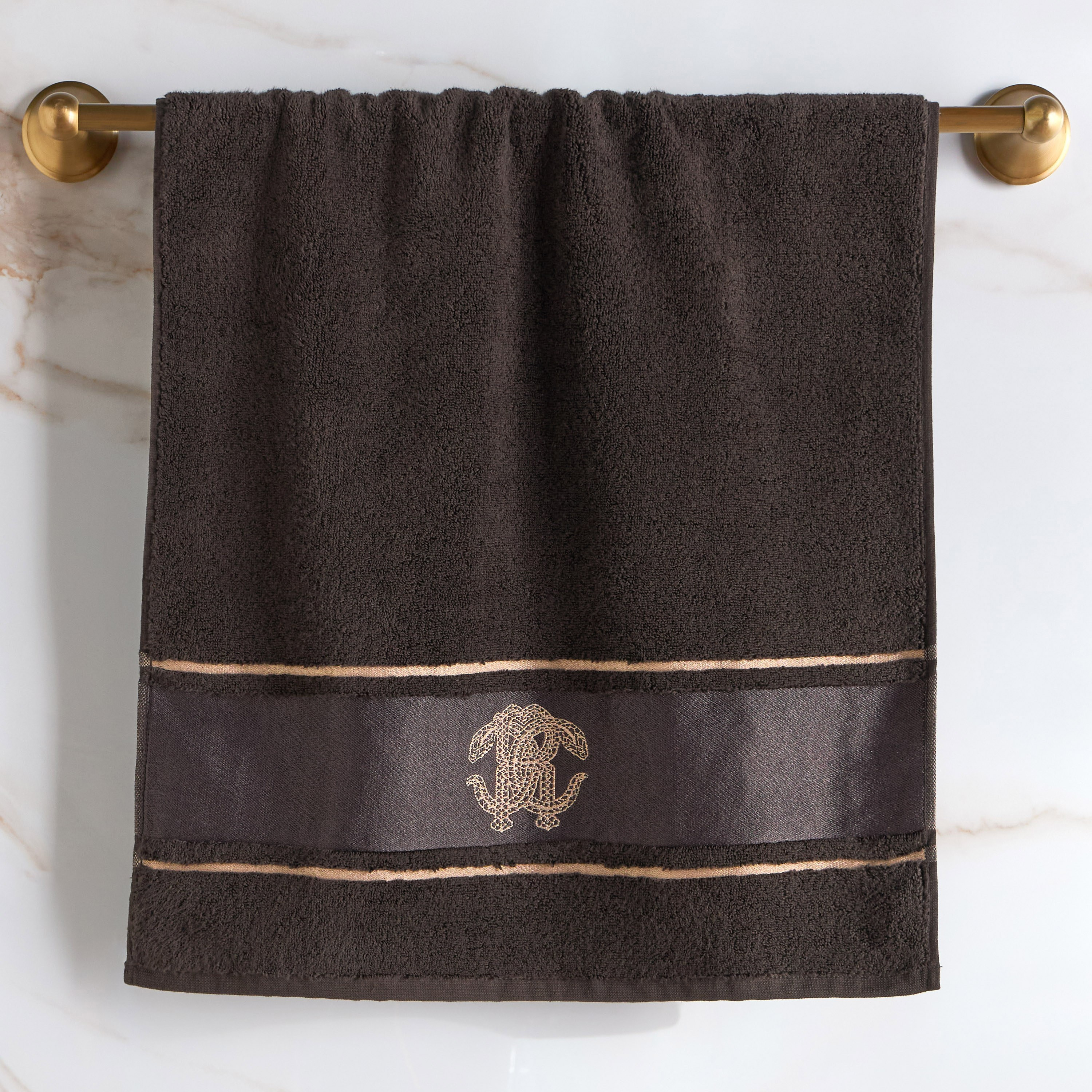 منشفة يد قطن وزن 550 جرام/متر مربع - روبرتو كافالي - 50×90 سم-household-bathandlaundry-bathlinen-towels-image-1
