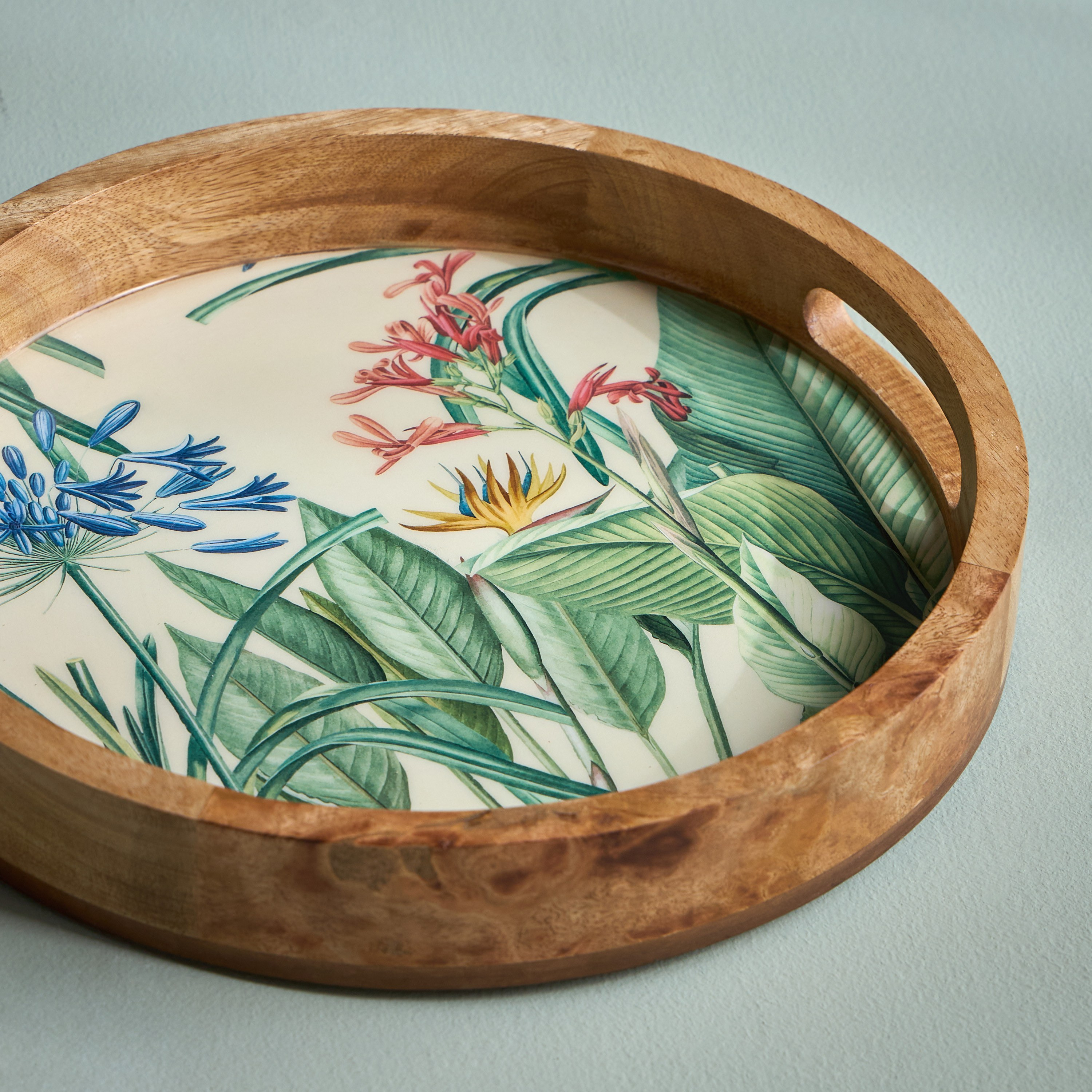 صينية تقديم من خشب المانجو بنقوش نباتية-household-dining-serveware-servingtrays-image-2