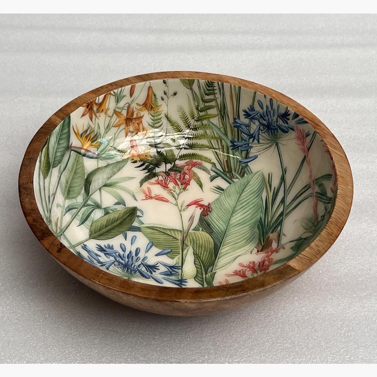 Botanical Wooden Serving Bowl - 24 cm-household-dining-dinnerware-bowls-image-1
