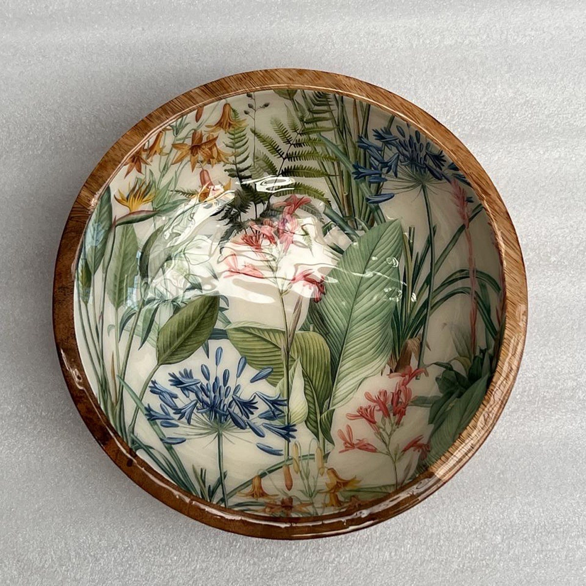 Botanical Wooden Serving Bowl - 24 cm-household-dining-dinnerware-bowls-image-2