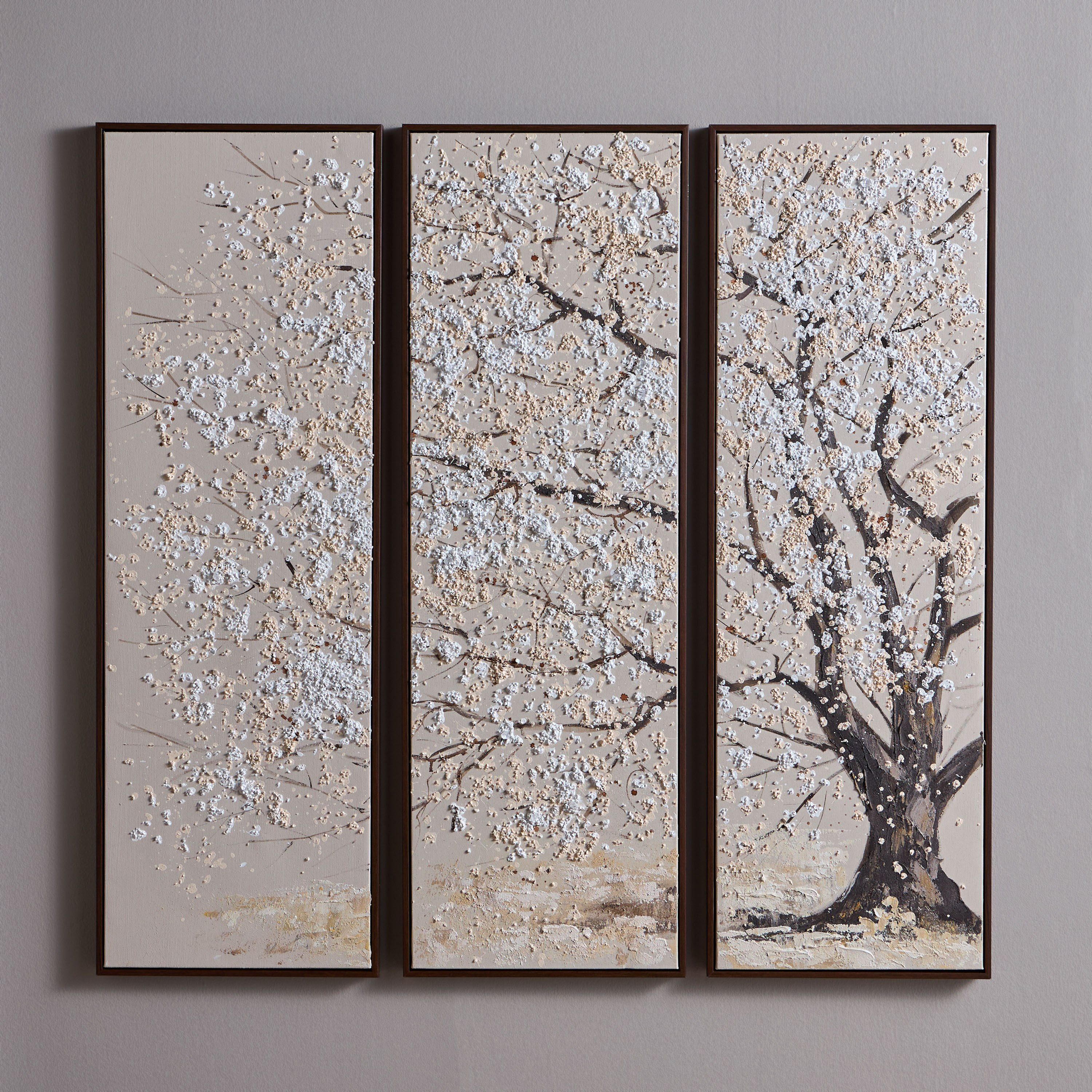 طقم زينة حائط بألوان زيتية كانفاس مؤطرة 3 قطع - أوفيليا - 40 × 120 سم-household-walldecorandmirrors-wallart-image-1