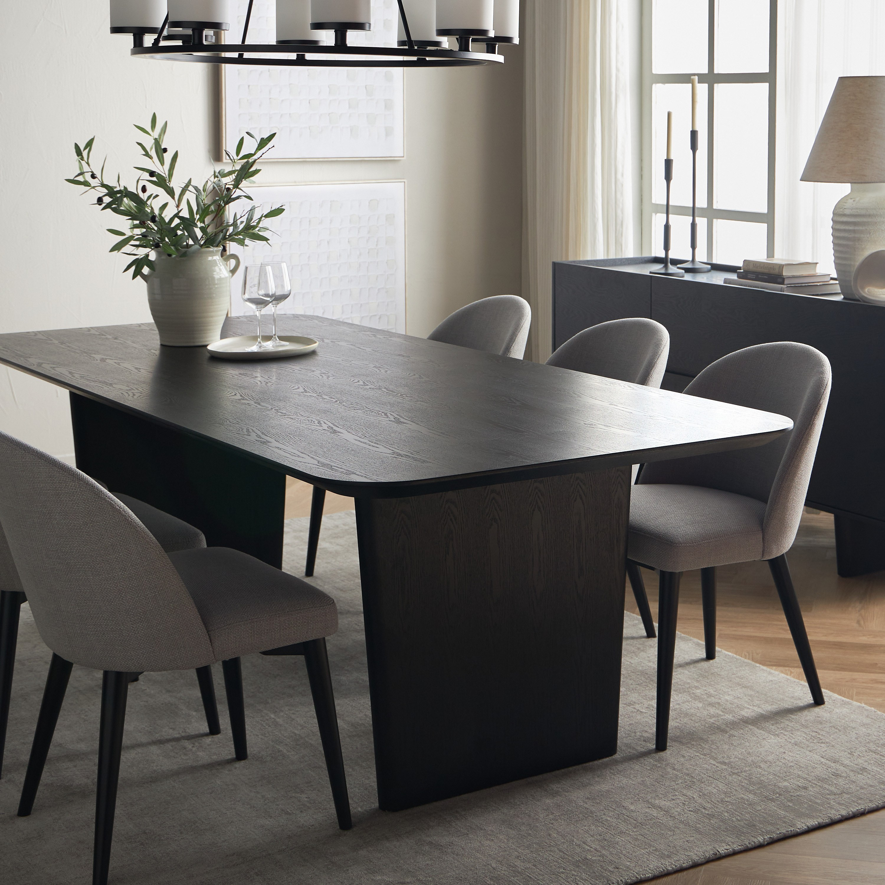 Charcoal gray store dining chairs